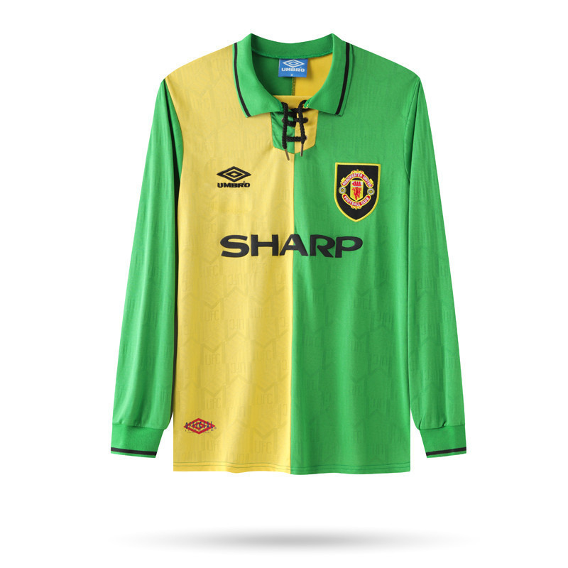 Manchester United 1992-1994 Third Men Retro Jersey – Long Sleeve, Yellow Green