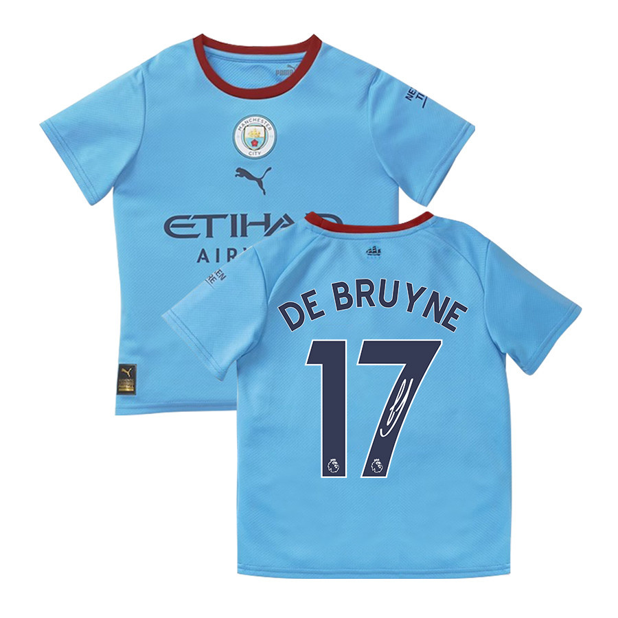 Kevin De Bruyne 17 Signed Manchester City 2022/23 Hom Jersey – Youth