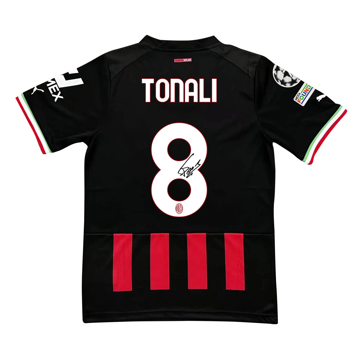 Sandro Tonali 8 Signed AC Milan 2022/23 Home Men Jersey – Red/Black