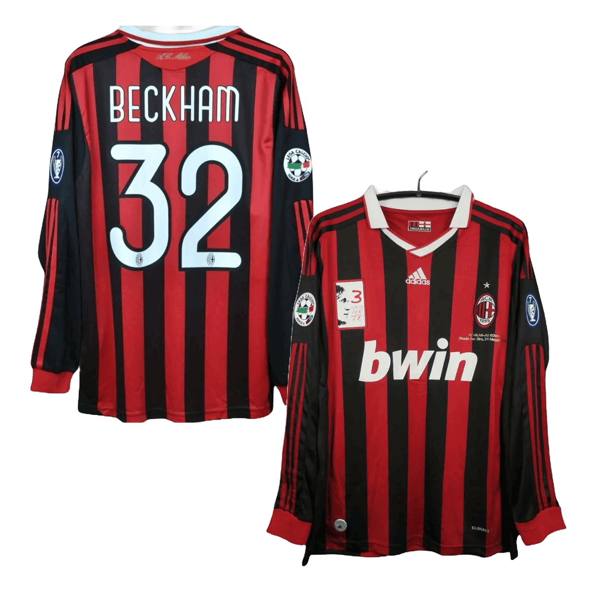 David Beckham 23 AC Milan 2009-2010 Retro Home Jersey – Men, Long Sleeve