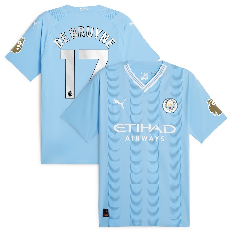 Kevin De Bruyne 17 Manchester City 2022/23 English Premier League Champions Jersey – Sky Blue