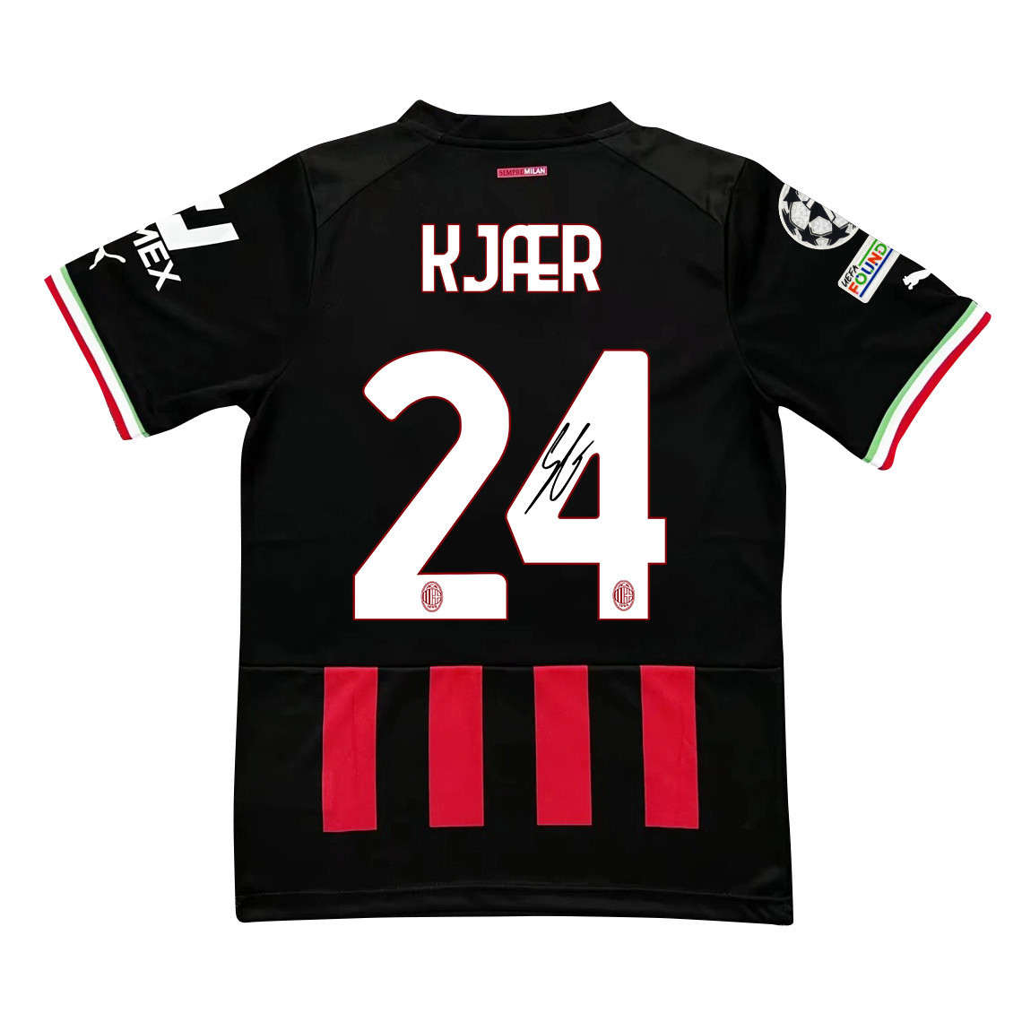 Simon Kjr 24 Signed AC Milan 2022/23 Home Men Jersey – Red/Black