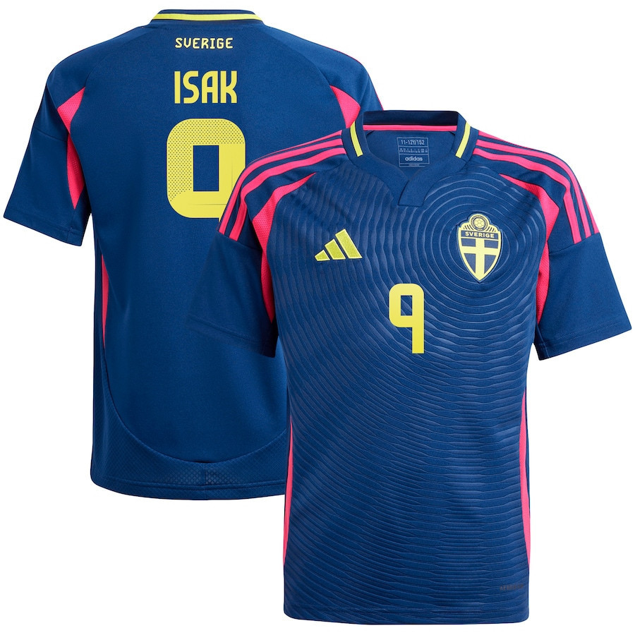 Alexander Isak 9 Sweden National Team 2024 Away YOUTH Jersey – Navy