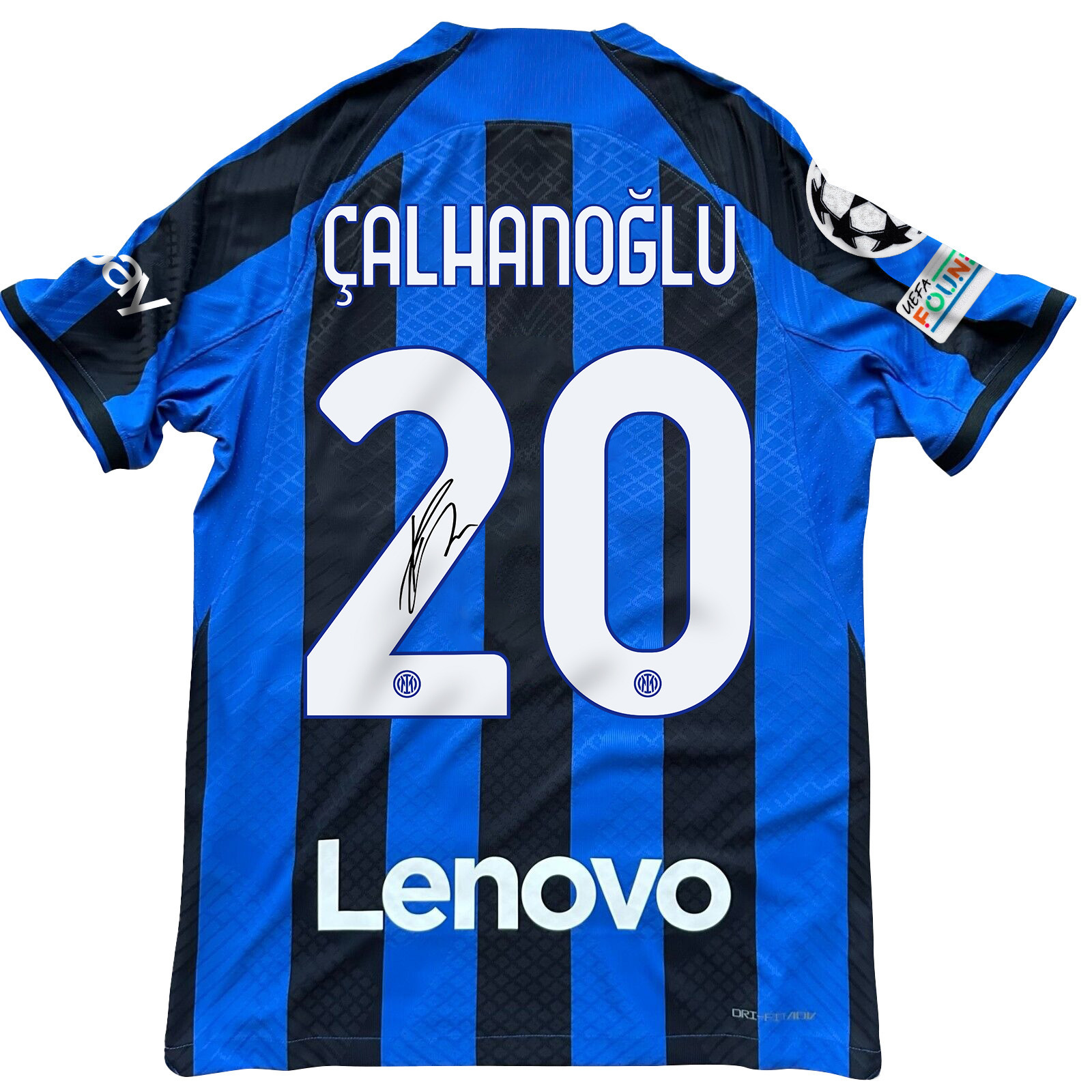 Hakan alhanoglu 20 Signed Inter Milan 2022/23 Home Men Jersey – Black/Blue Stripes