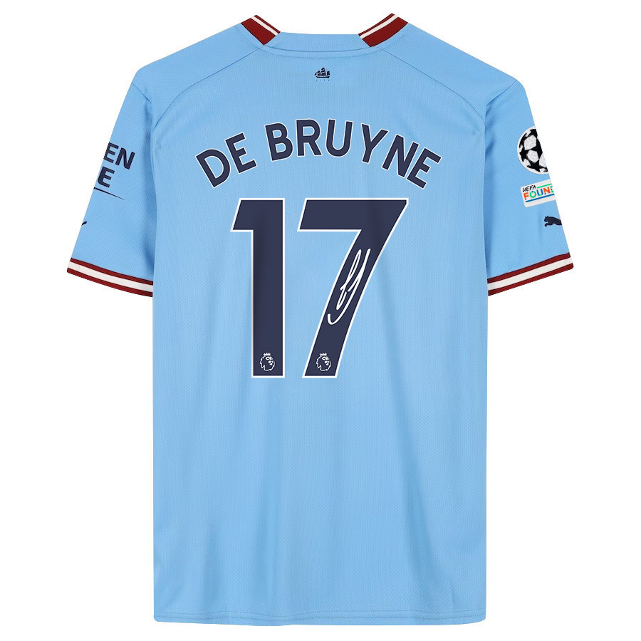 Kevin De Bruyne 17 Signed Manchester City 2022/23 Home Men Jersey – Blue