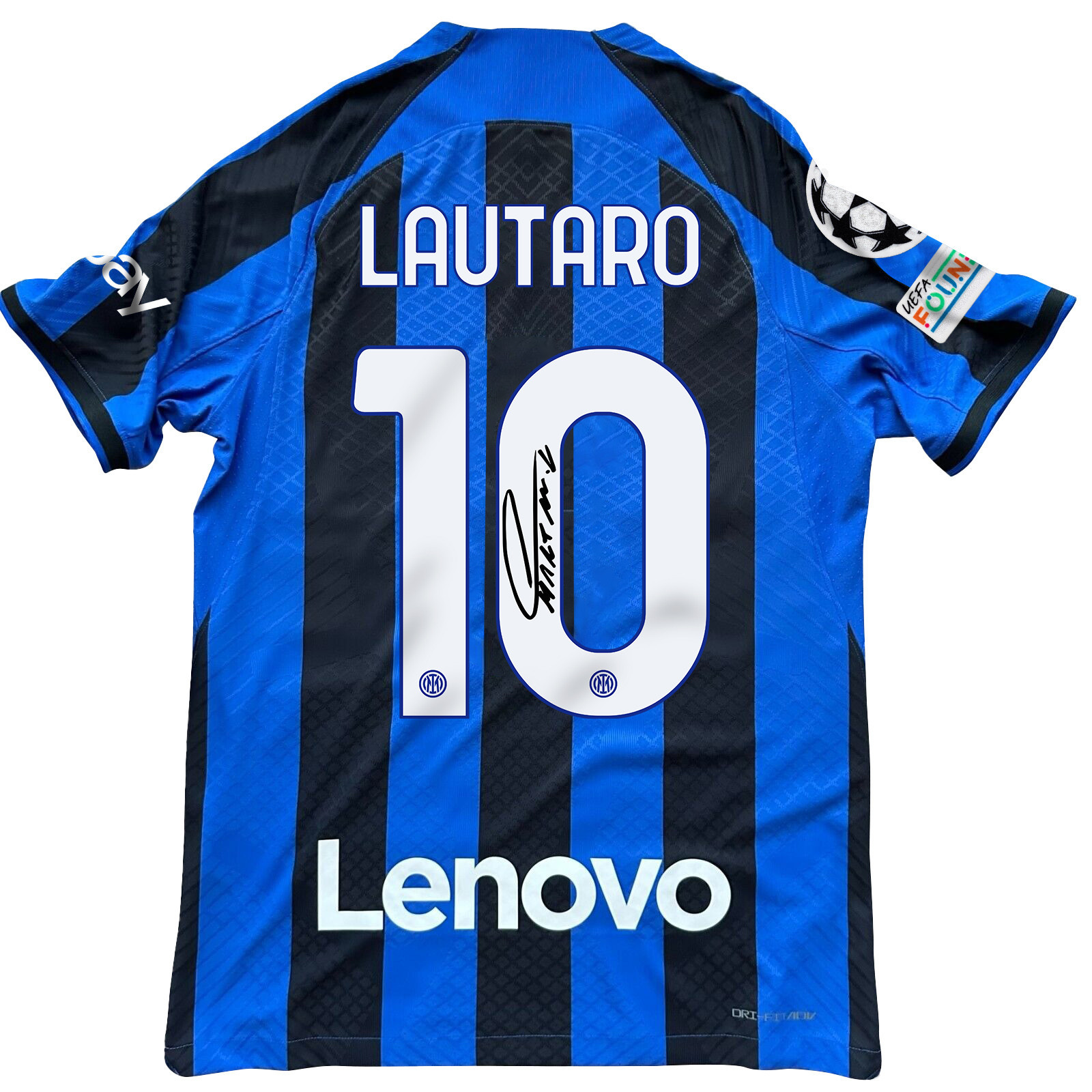 Lautaro Martnez 10 Signed Inter Milan 2022/23 Home Men Jersey – Black/Blue Stripes