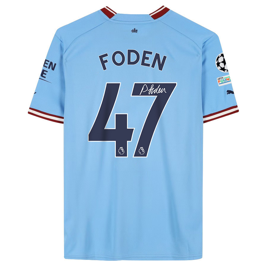 Phil Foden 47 Signed Manchester City 2022/23 Home Men Jersey – Blue