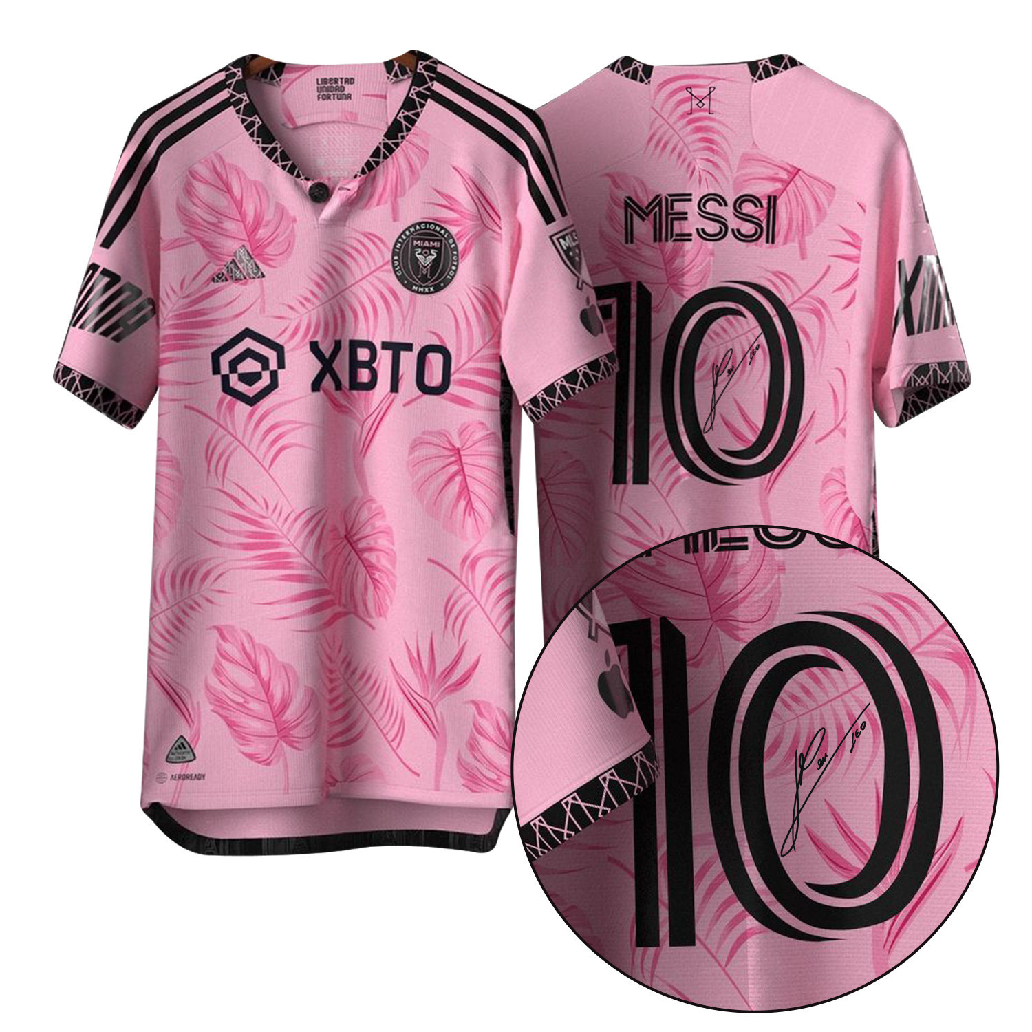 Lionel Messi 10 Signed Inter Miami FC 2023 Tropical Pattern Men Jersey – Pink