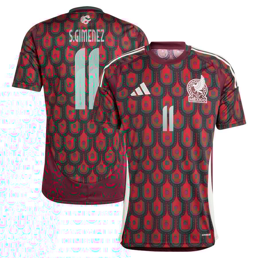 Santiago Gimnez 11 Mexico National Team 2024 Home Men Jersey – Burgundy