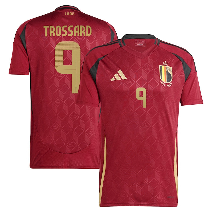 Leandro Trossard 9 Belgium National Team 2024 Home Men Jersey – Burgundy
