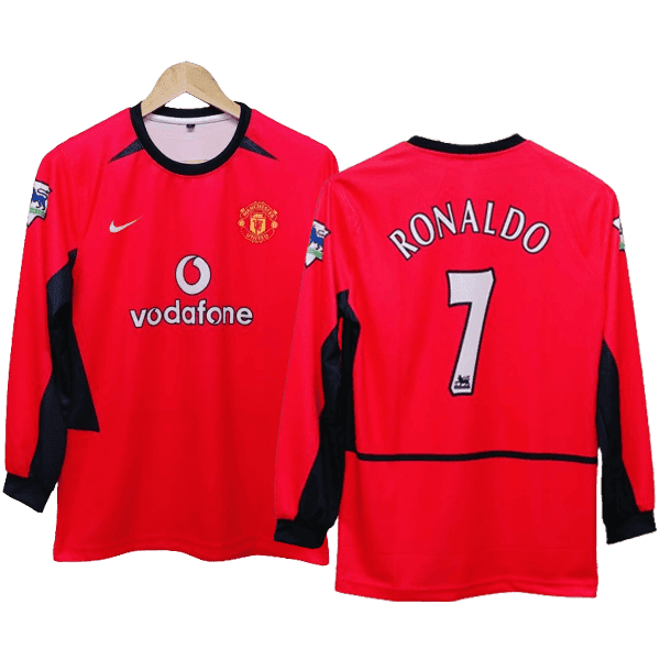 Cristiano Ronaldo Manchester United 2002-03 Home Men Long Sleeves Jersey – Red