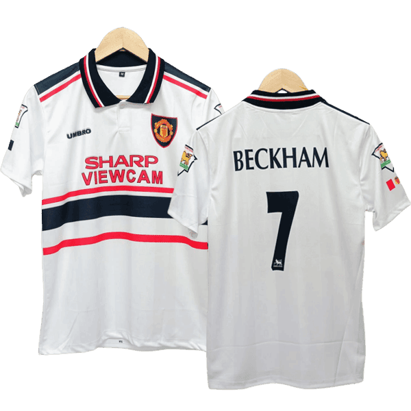 David Beckham 1998-99 Manchester United Away Men Jersey – White
