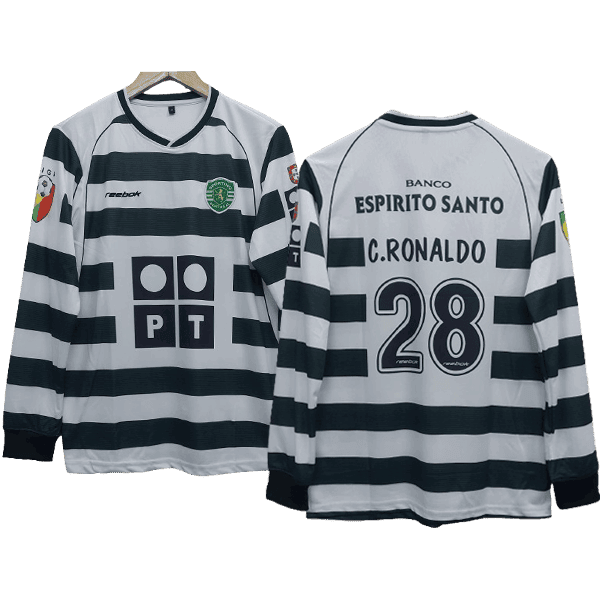 Cristiano Ronaldo Sporting Lisbon 2001-03 Men Long Sleeves Jersey – White