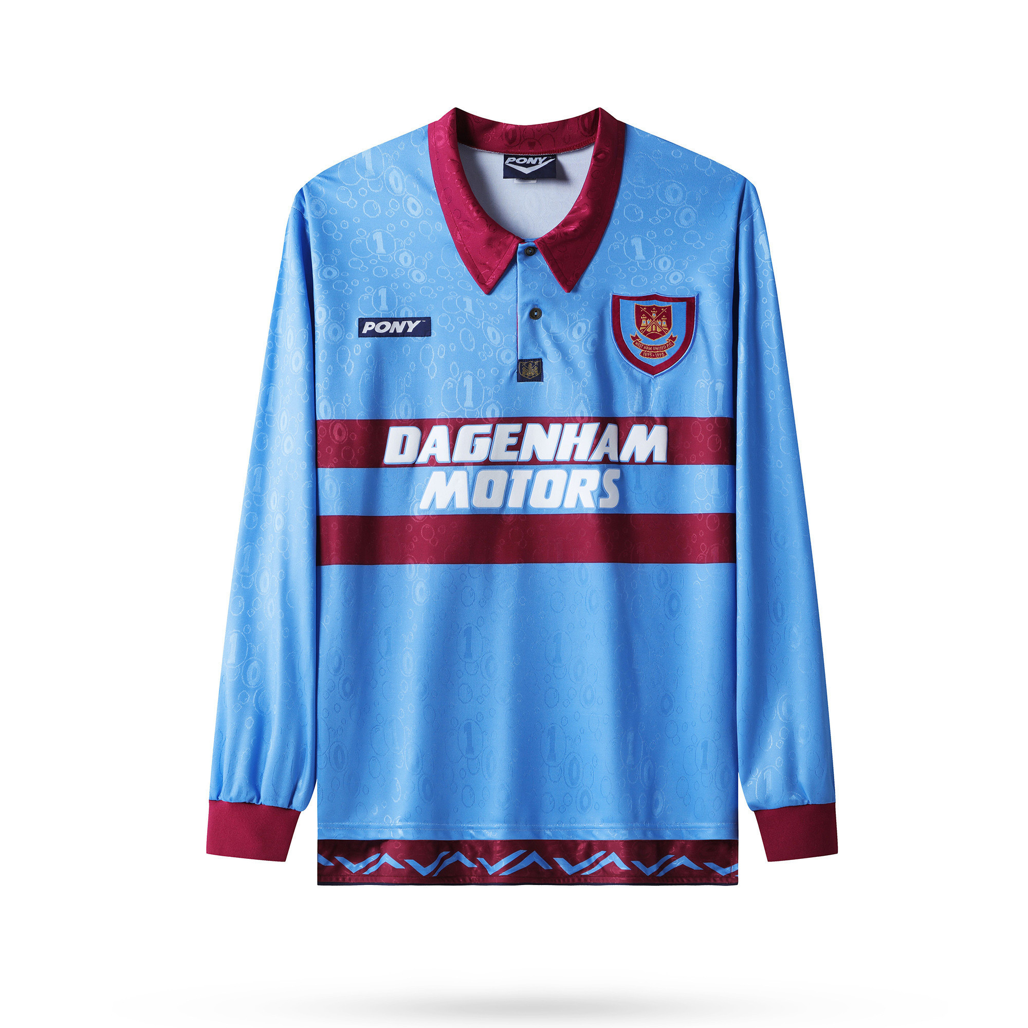 West Ham United 1995-1997 Away Men Retro Jersey – Long Sleeve, Blue