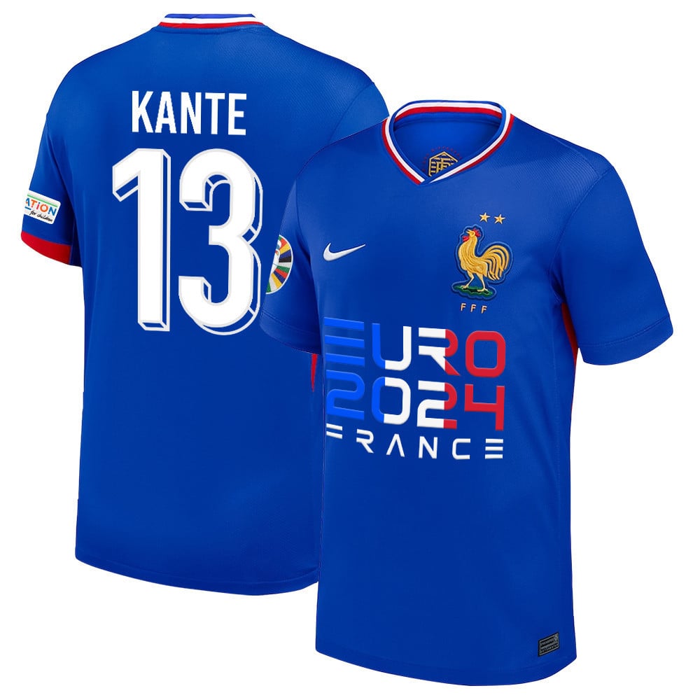 N'Golo Kant 13 Star Player Of France National Team 2024/25 Home Jersey – Euro UEFA Patch – Men, Blue