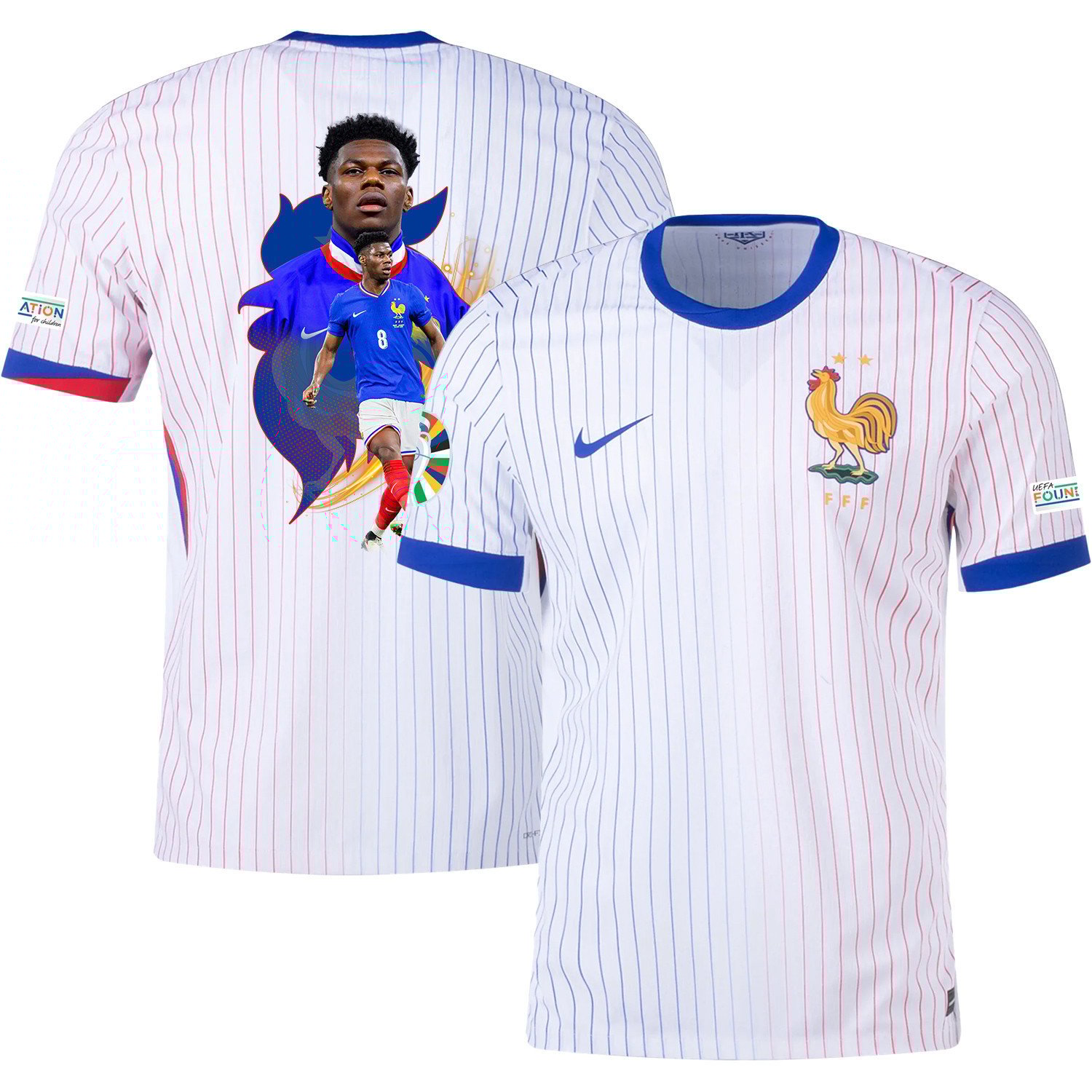 Aurlien Tchouamni 8 Game-changer France National Team 2024/25 Away Jersey – Euro UEFA Patch – Men, White