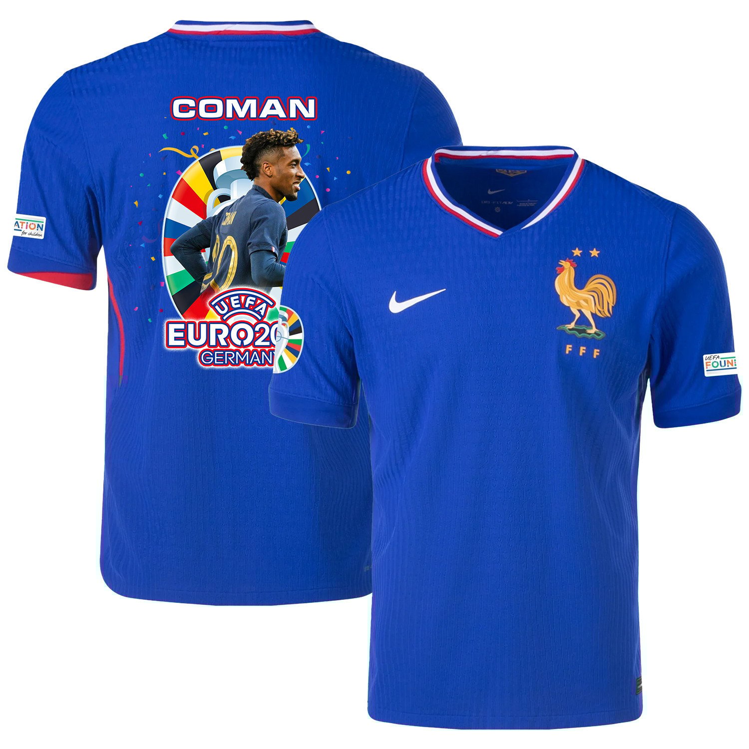 Kingsley Coman 20 Versatile Player France National Team 2024/25 Home Jersey – Euro UEFA Patch – Men, Blue