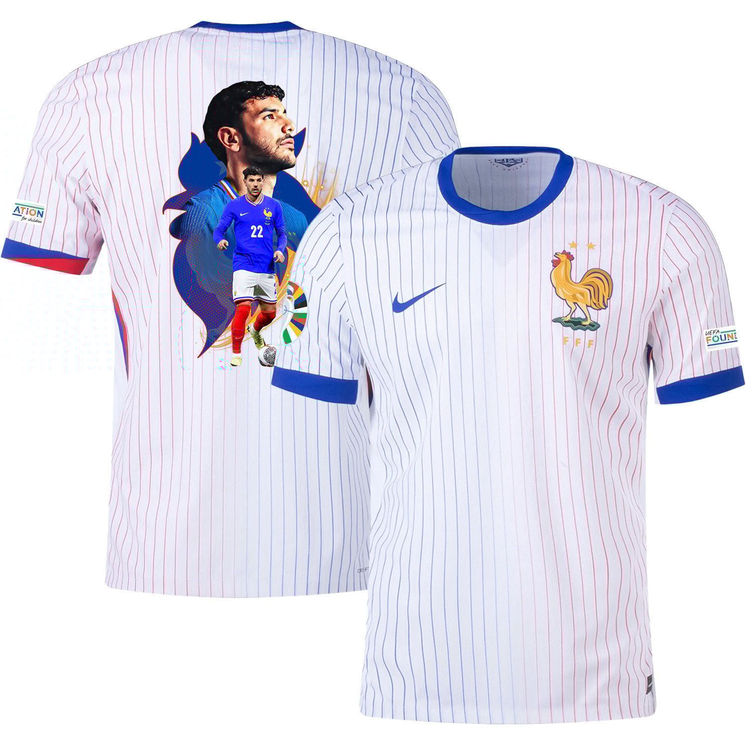 Theo Hernndez 22 Game-changer France National Team 2024/25 Away Jersey – Euro UEFA Patch – Men, White