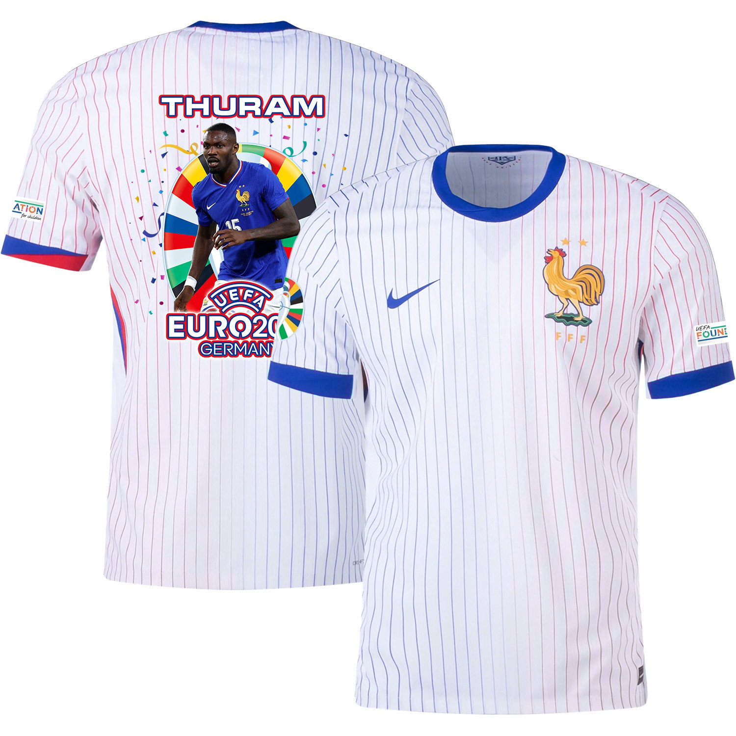 Marcus Thuram15 Skillful Player France National Team 2024/25 Away Jersey – Euro UEFA Patch – Men, White