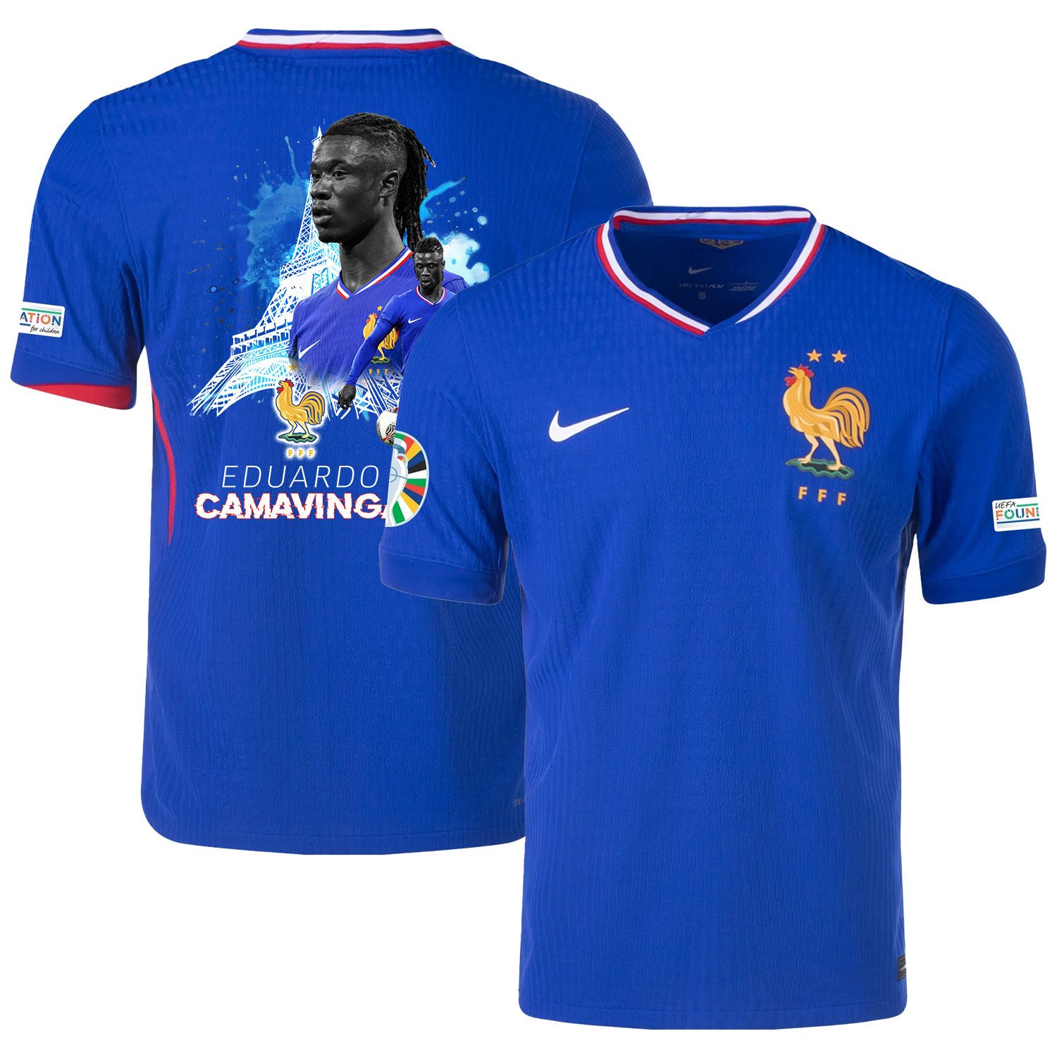 Eduardo Camavinga 6 The Playmaker France National Team 2024/25 Home Jersey – Euro UEFA Patch – Men, Blue