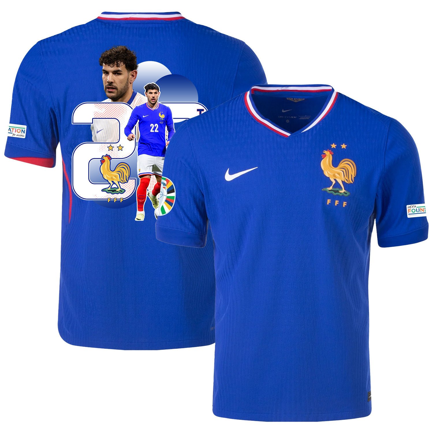 Theo Hernndez 22 The Talented Player France National Team 2024/25 Home Jersey – Euro UEFA Patch – Men, Blue