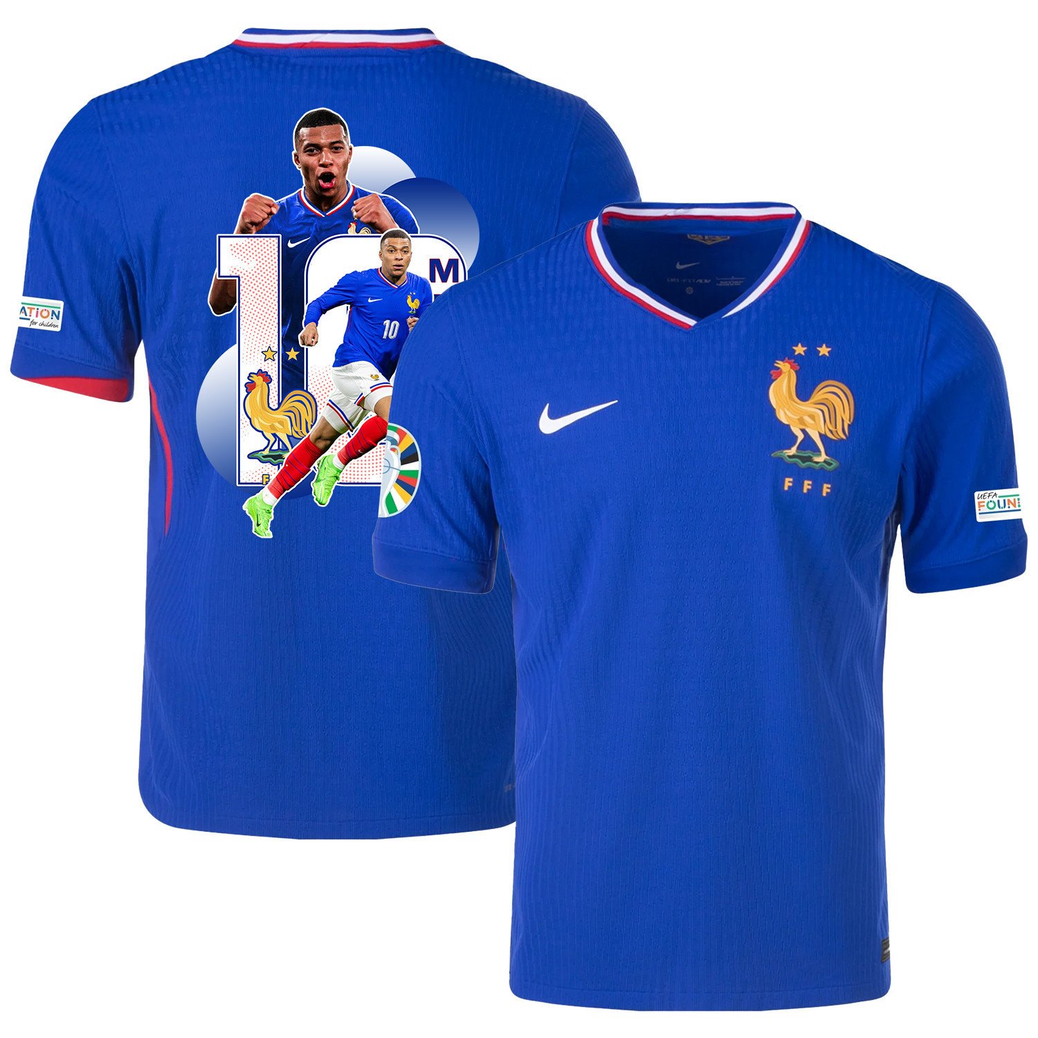 Kylian Mbapp 10 The Talented Player France National Team 2024/25 Home Jersey – Euro UEFA Patch – Men, Blue