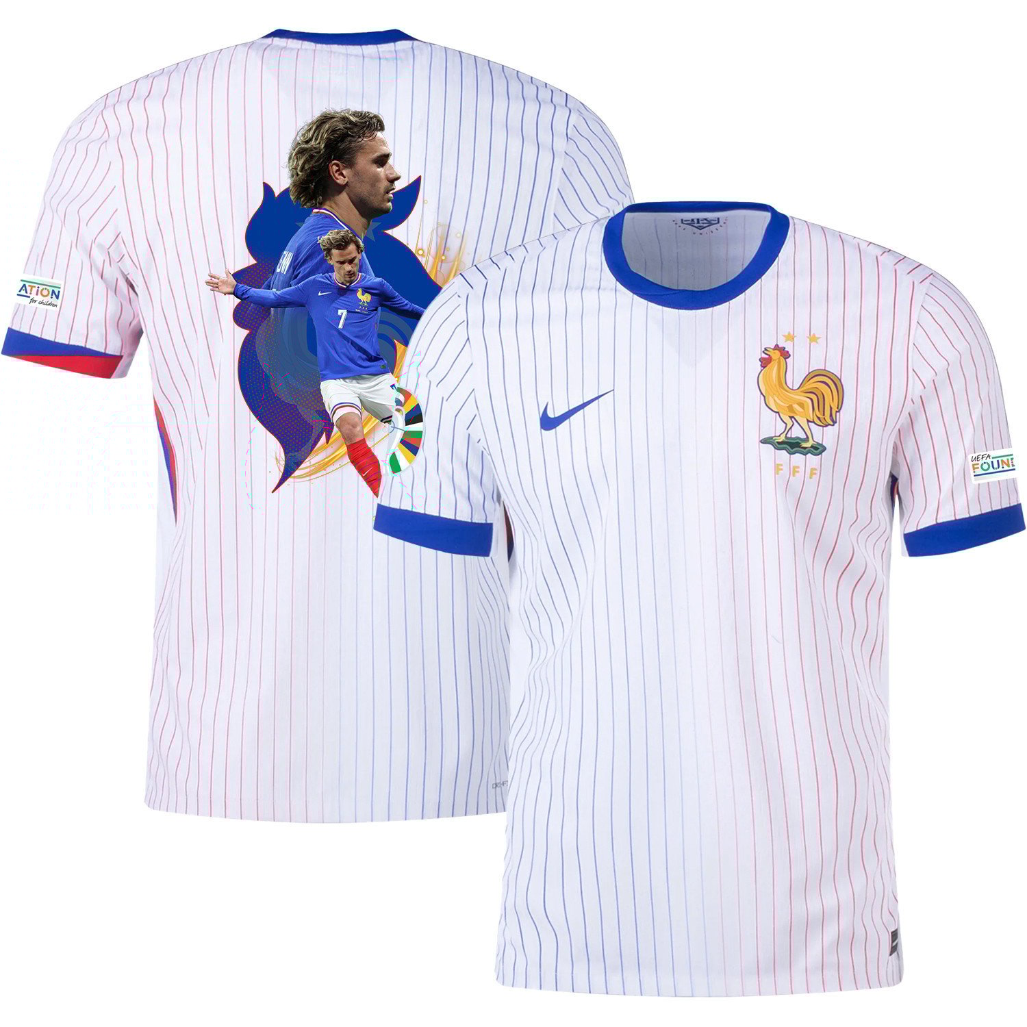 Antoine Griezmann 7 Game-changer France National Team 2024/25 Away Jersey – Euro UEFA Patch – Men, White