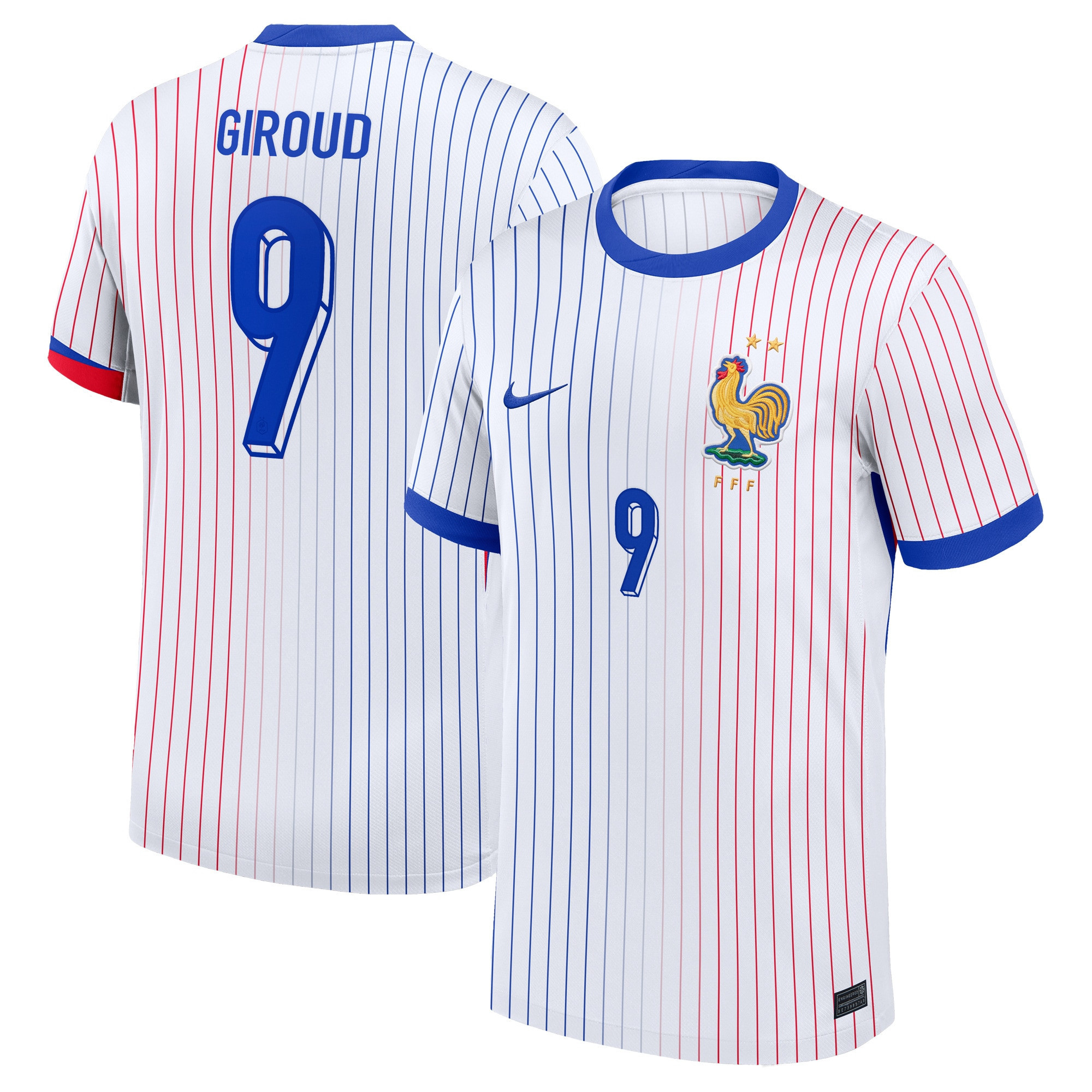 Olivier Giroud 9 France 2024/25 Stadium Away Football Jersey – Men White