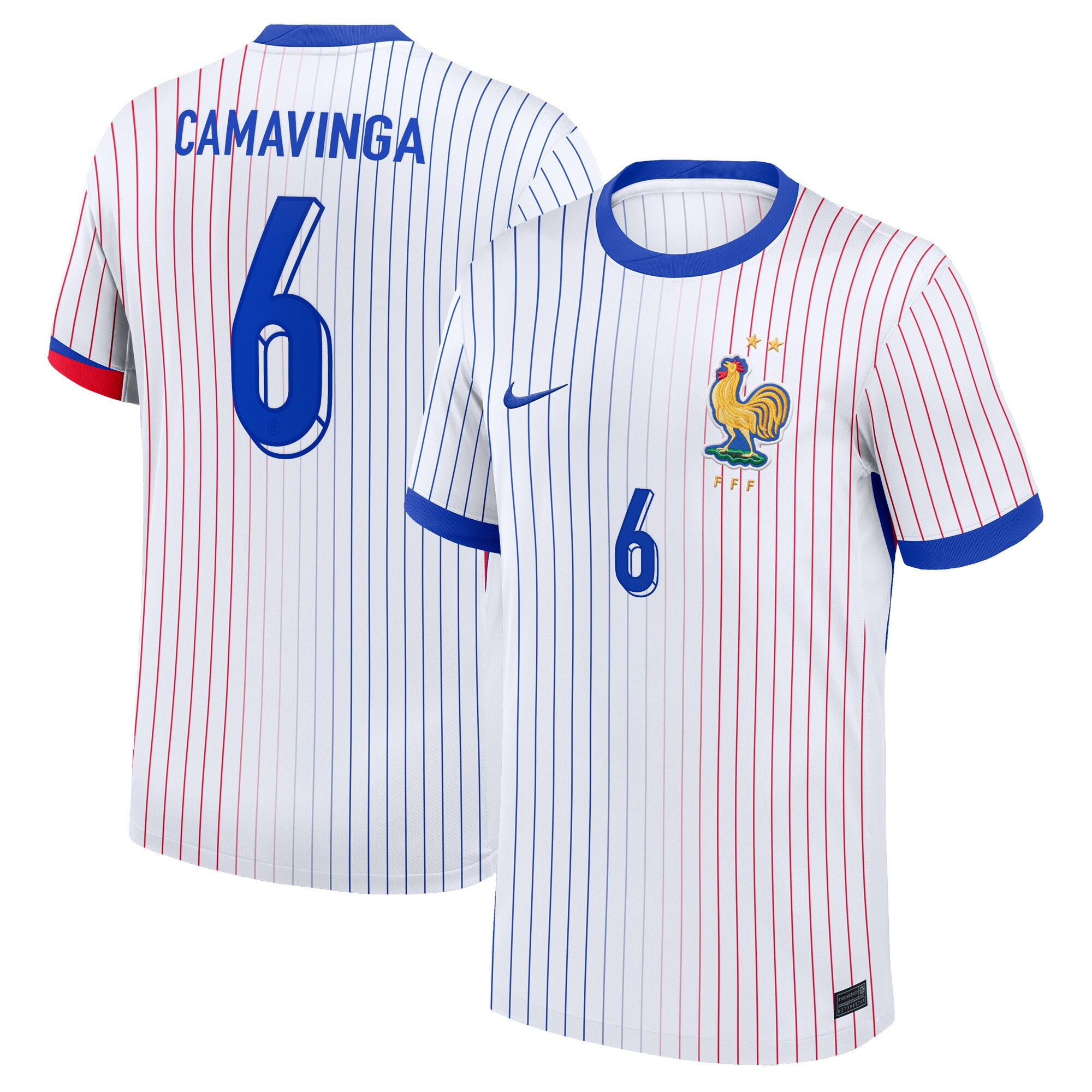 Eduardo Camavinga 6 France 2024/25 Stadium Away Football Jersey – Men White