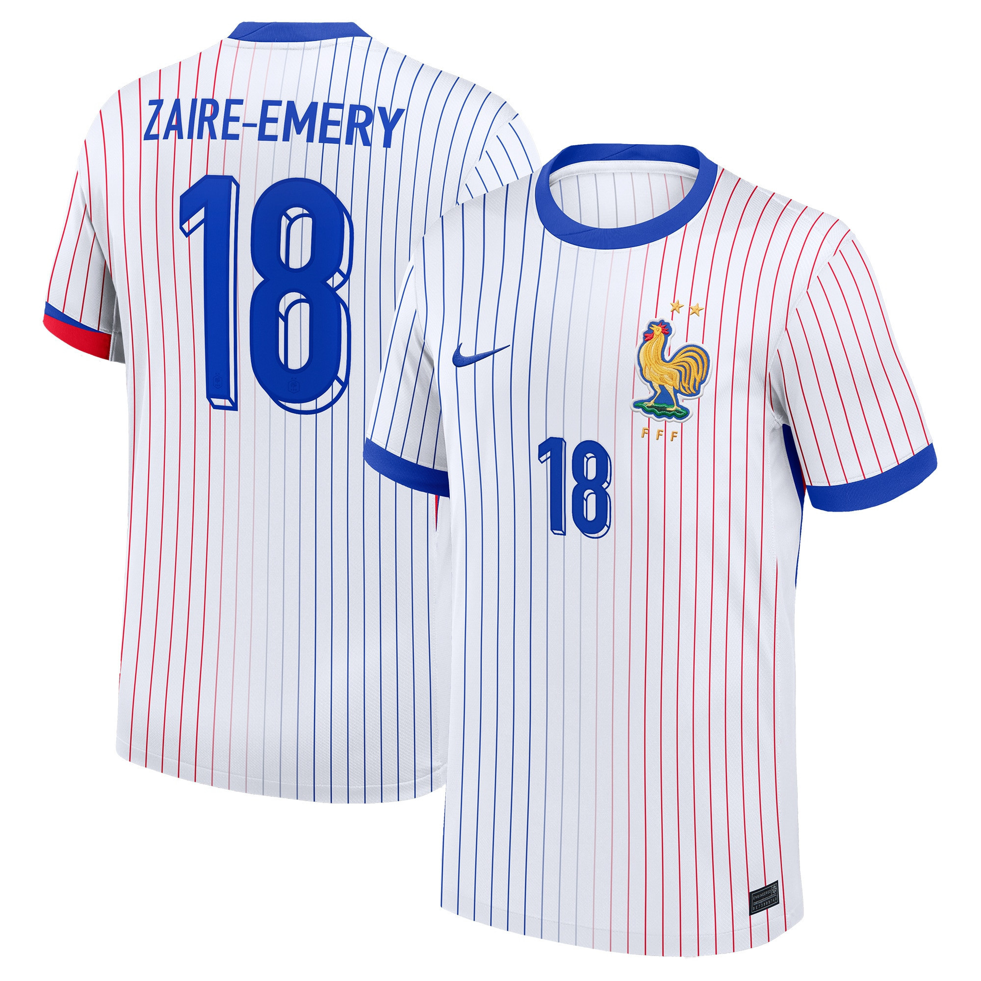 Zaire-Emery 18 France 2024/25 Stadium Away Football Jersey – Men White