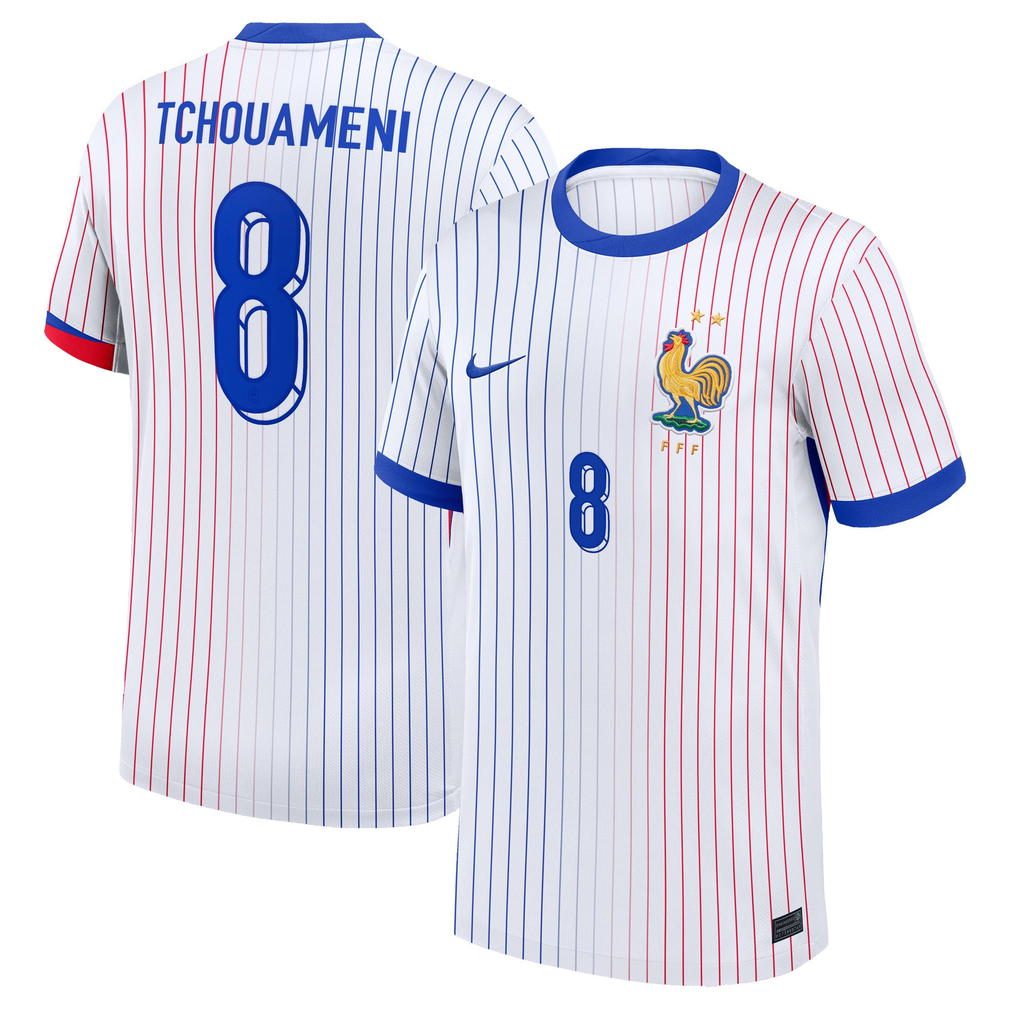 Tchouameni 8 France 2024/25 Stadium Away Football Jersey – Men White