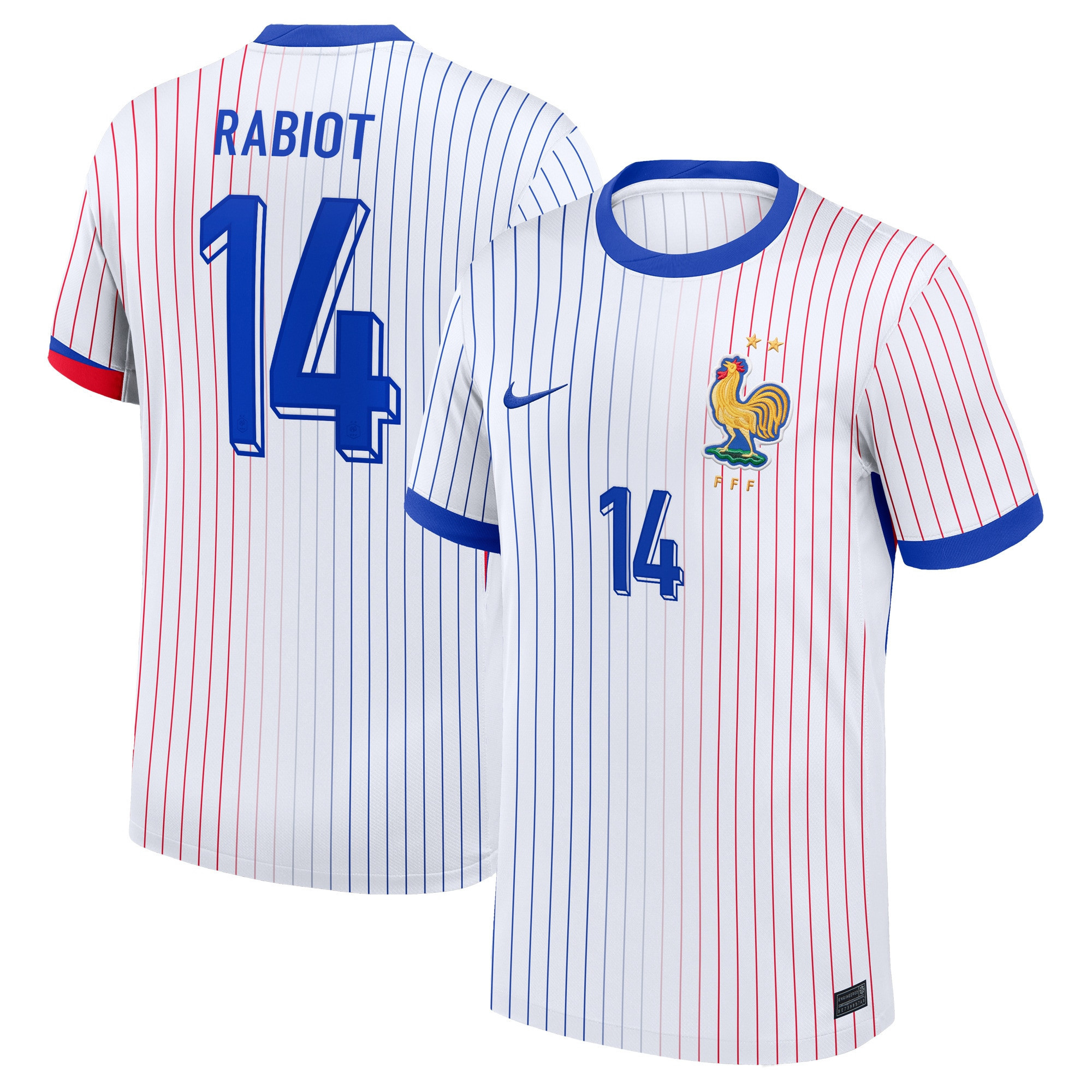Adrien Rabiot 14 France 2024/25 Stadium Away Football Jersey – Men White