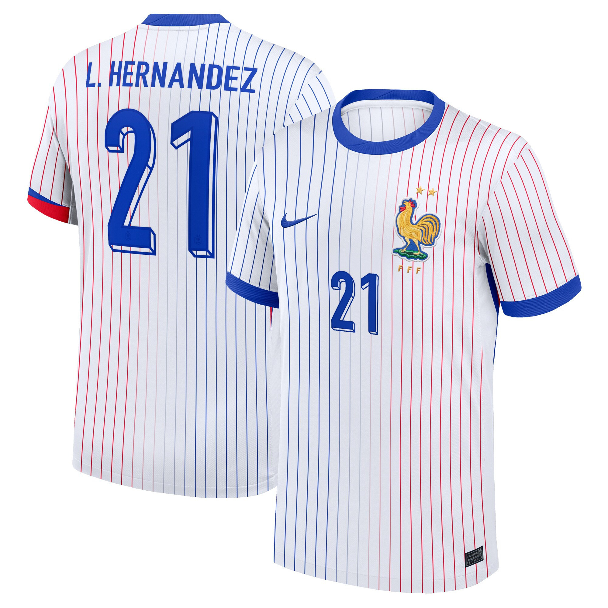 Lucas Hernandez 21 France 2024/25 Stadium Away Football Jersey – Men White