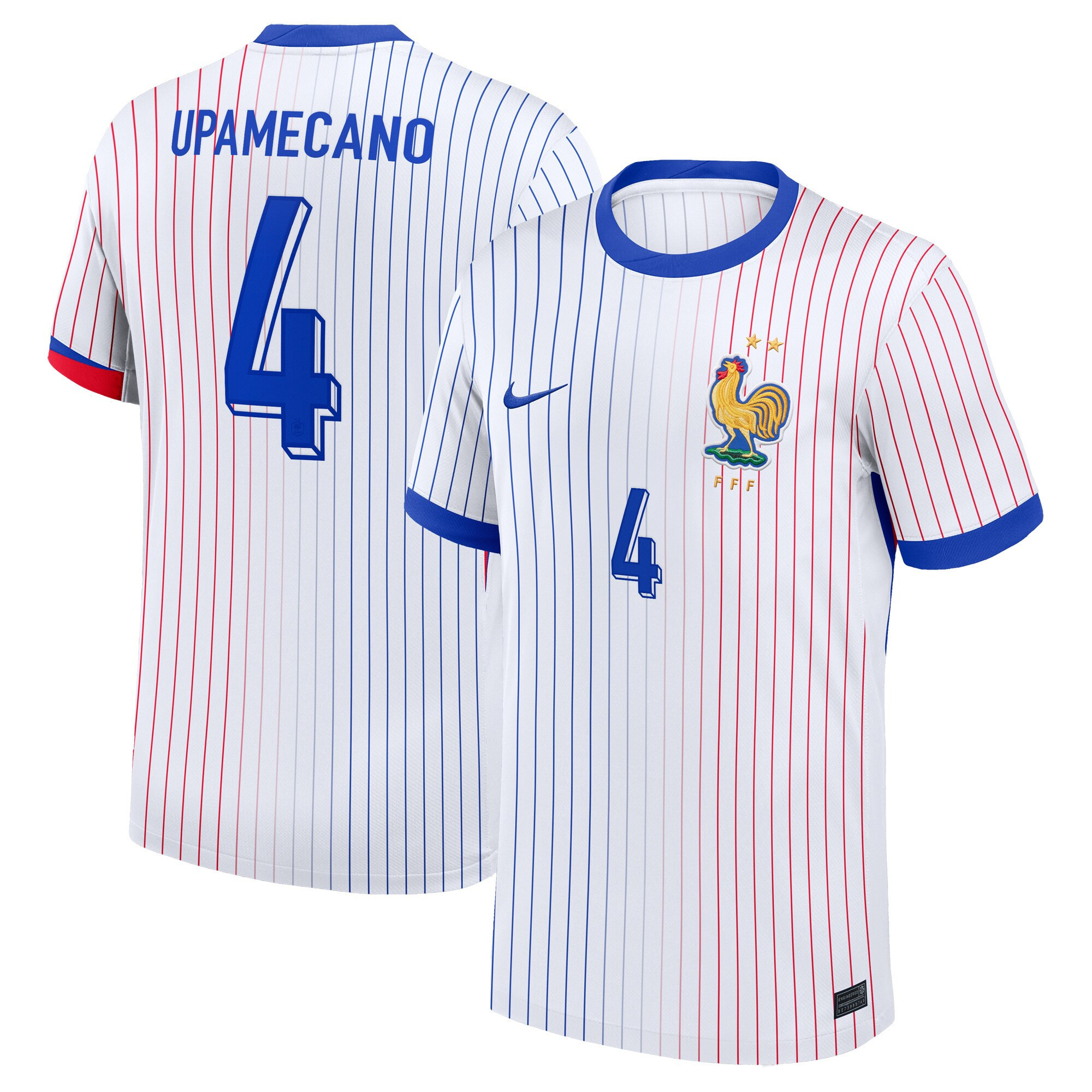 Dayot Upamecano 4 France 2024/25 Stadium Away Football Jersey – Men White