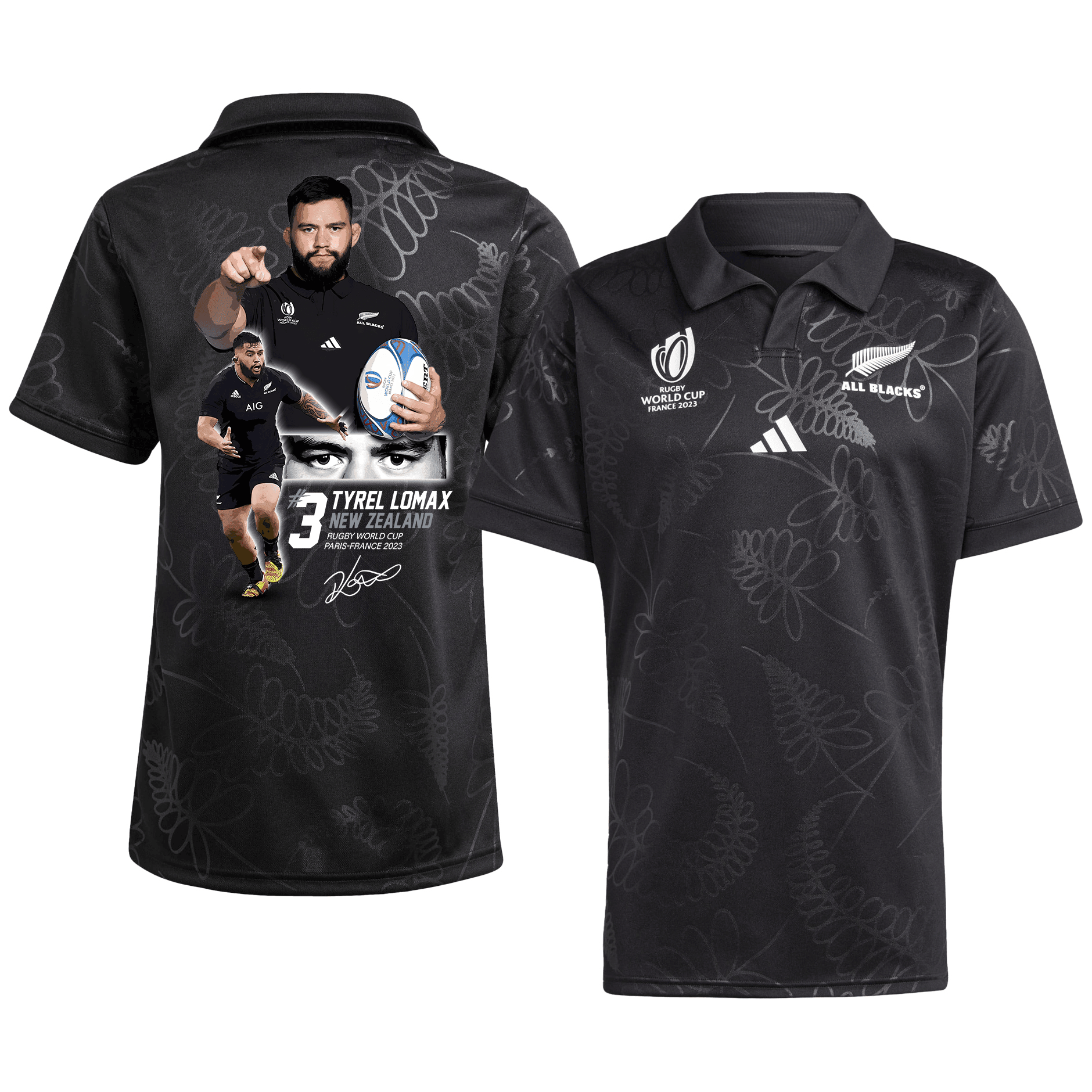 Tyrel Lomax Signed New Zealand All Blacks Rb World Cup 2023 Home Jersey – Men Black