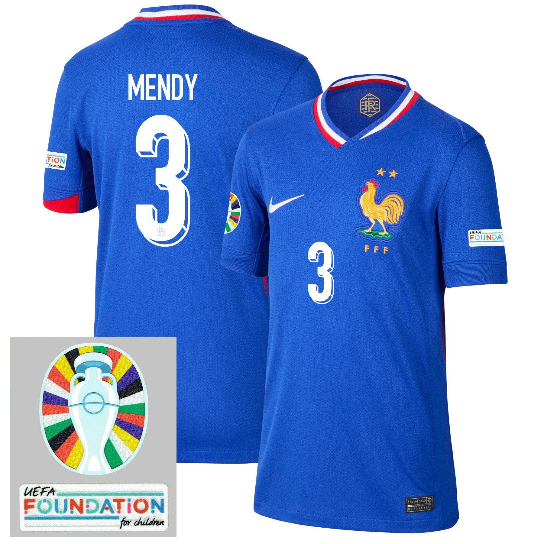 Ferland Mendy 3 France National Team 2024/25 YOUTH Home Jersey – Euro UEFA Patch – Blue