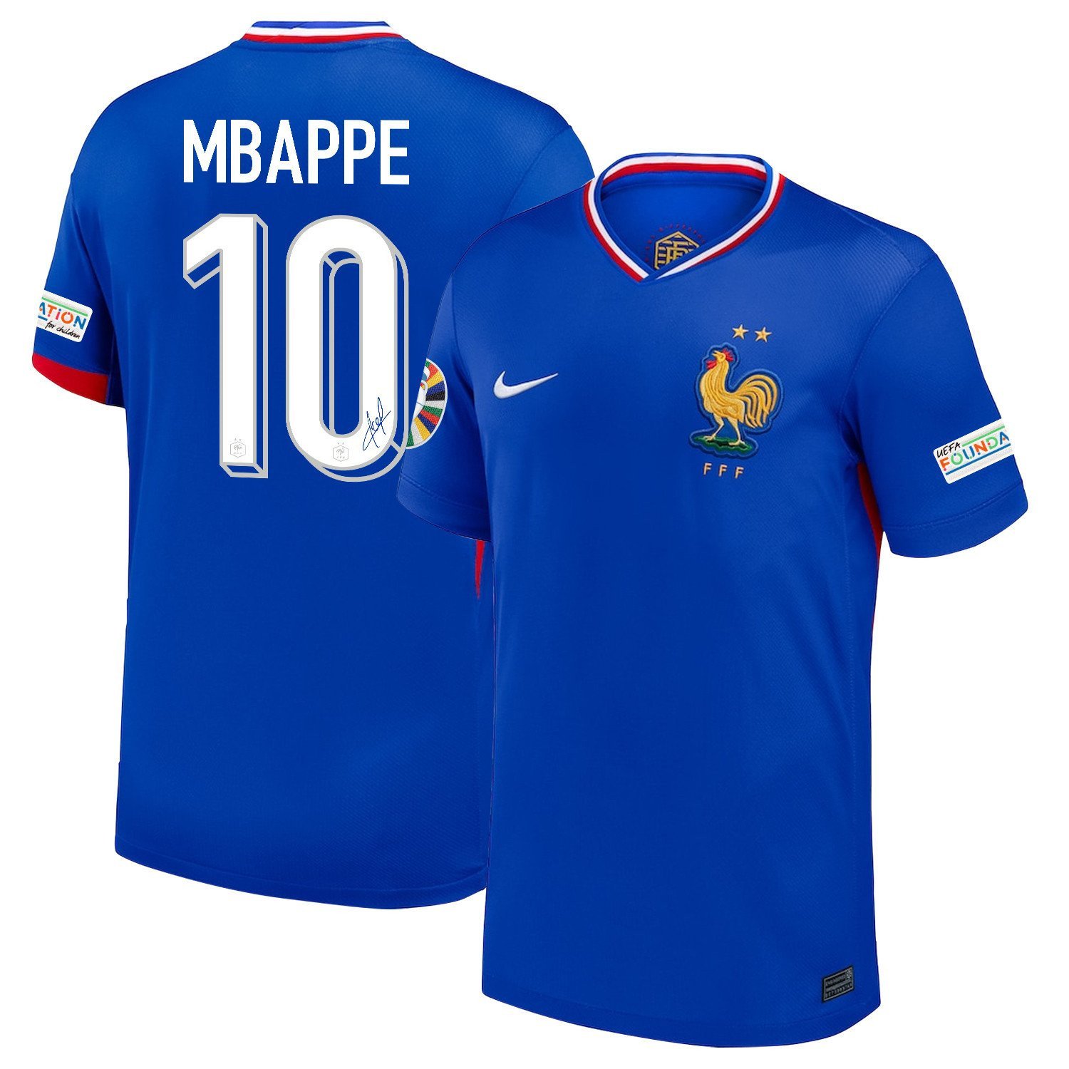 Kylian Mbapp 10 Signed France National Team 2024/25 Home Jersey – Euro UEFA Patch – Men, Blue
