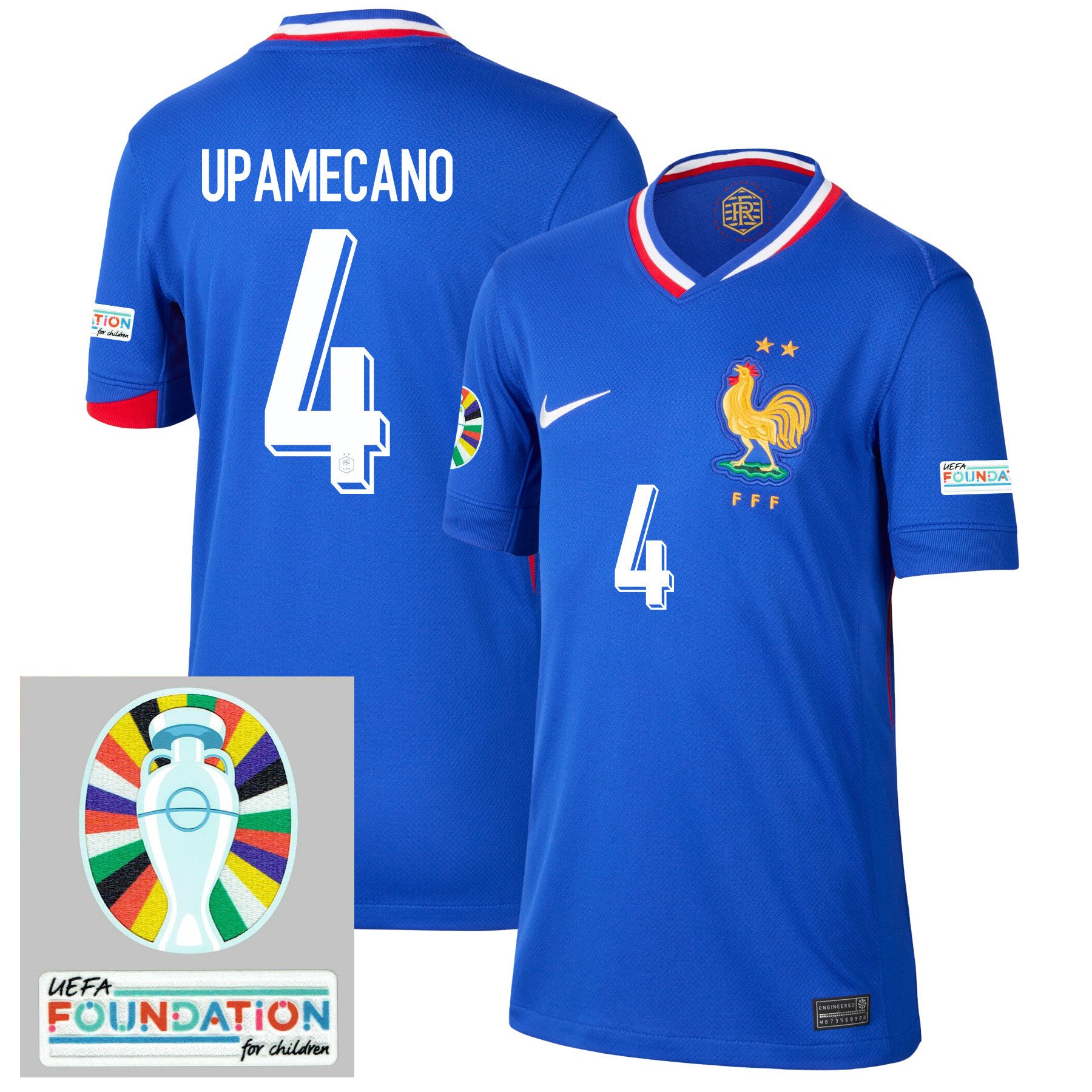 Dayot Upamecano 4 France National Team 2024/25 YOUTH Home Jersey – Euro UEFA Patch – Blue