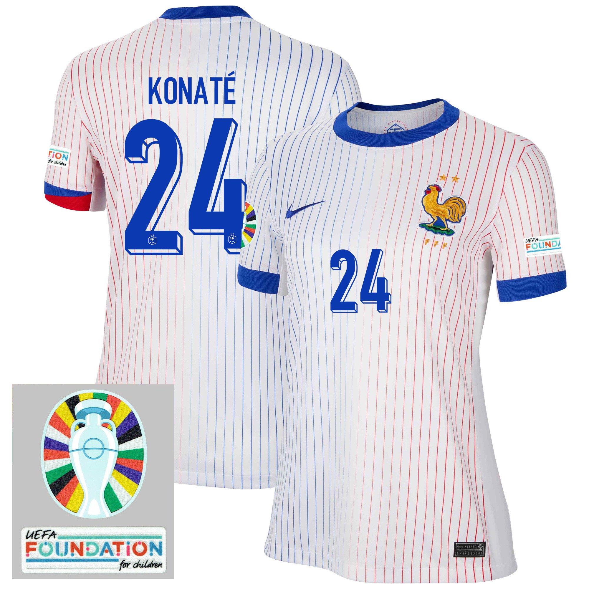 Ibrahima Konat 24 France National Team 2024/25 Women's Away Jersey – Euro UEFA Patch – White