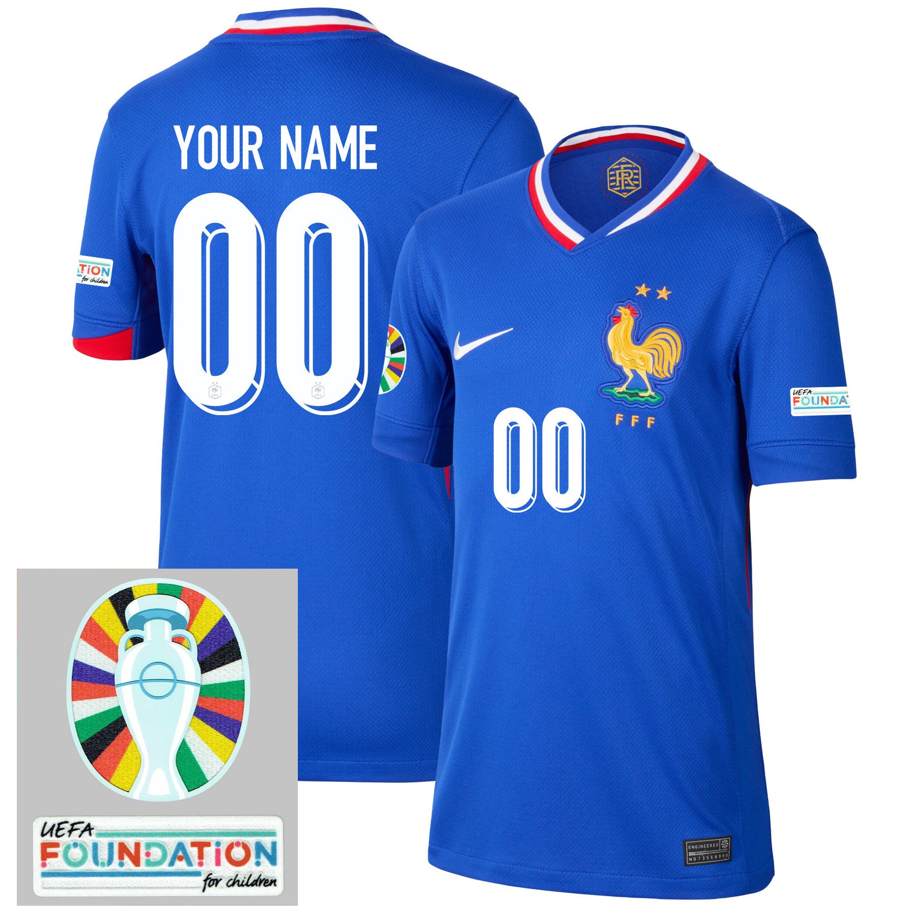 France National Team 2024/25 YOUTH Home Jersey Customized – Euro UEFA Patch – Blue