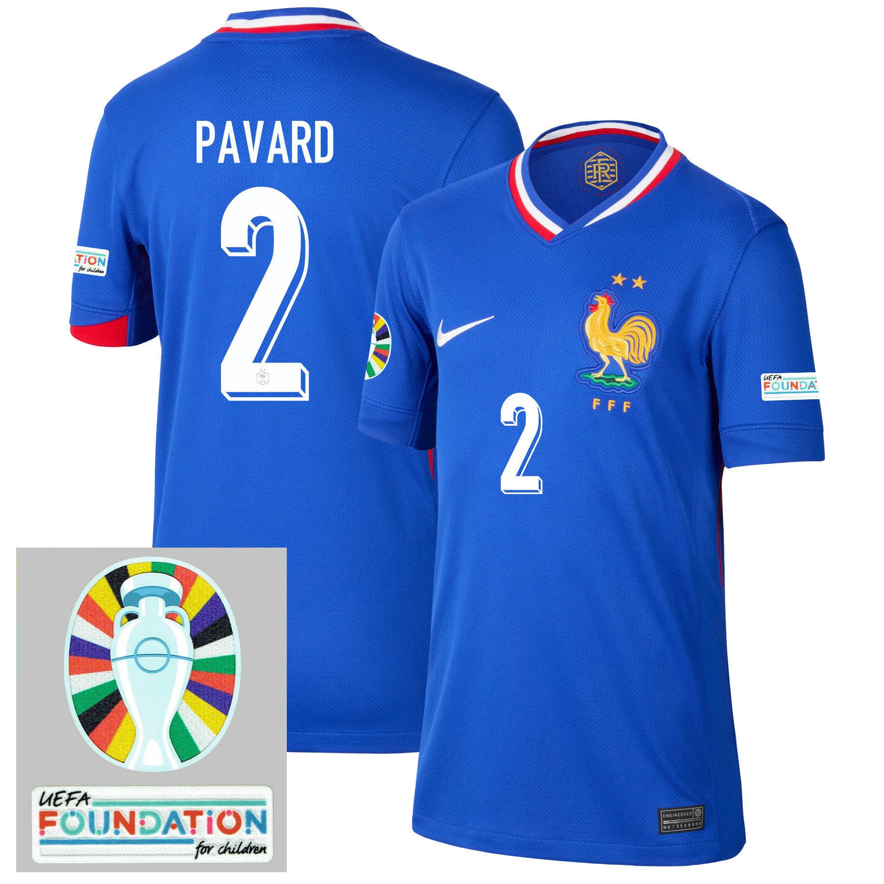 Benjamin Pavard 2 France National Team 2024/25 YOUTH Home Jersey – Euro UEFA Patch – Blue