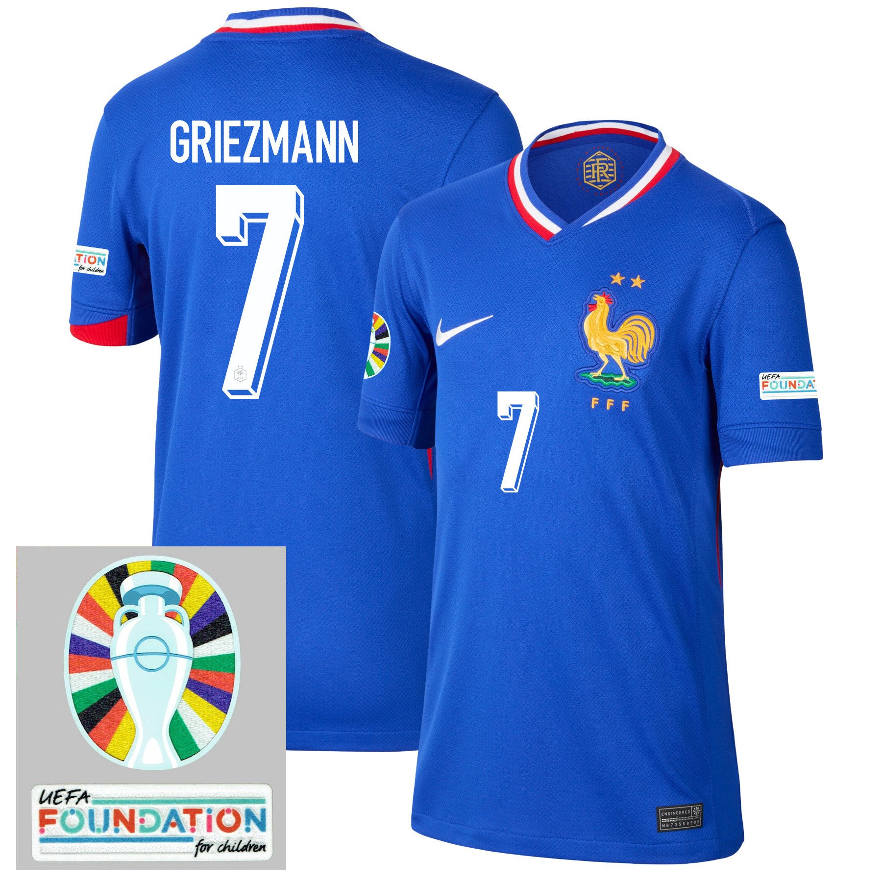 Antoine Griezmann 7 France National Team 2024/25 YOUTH Home Jersey – Euro UEFA Patch – Blue