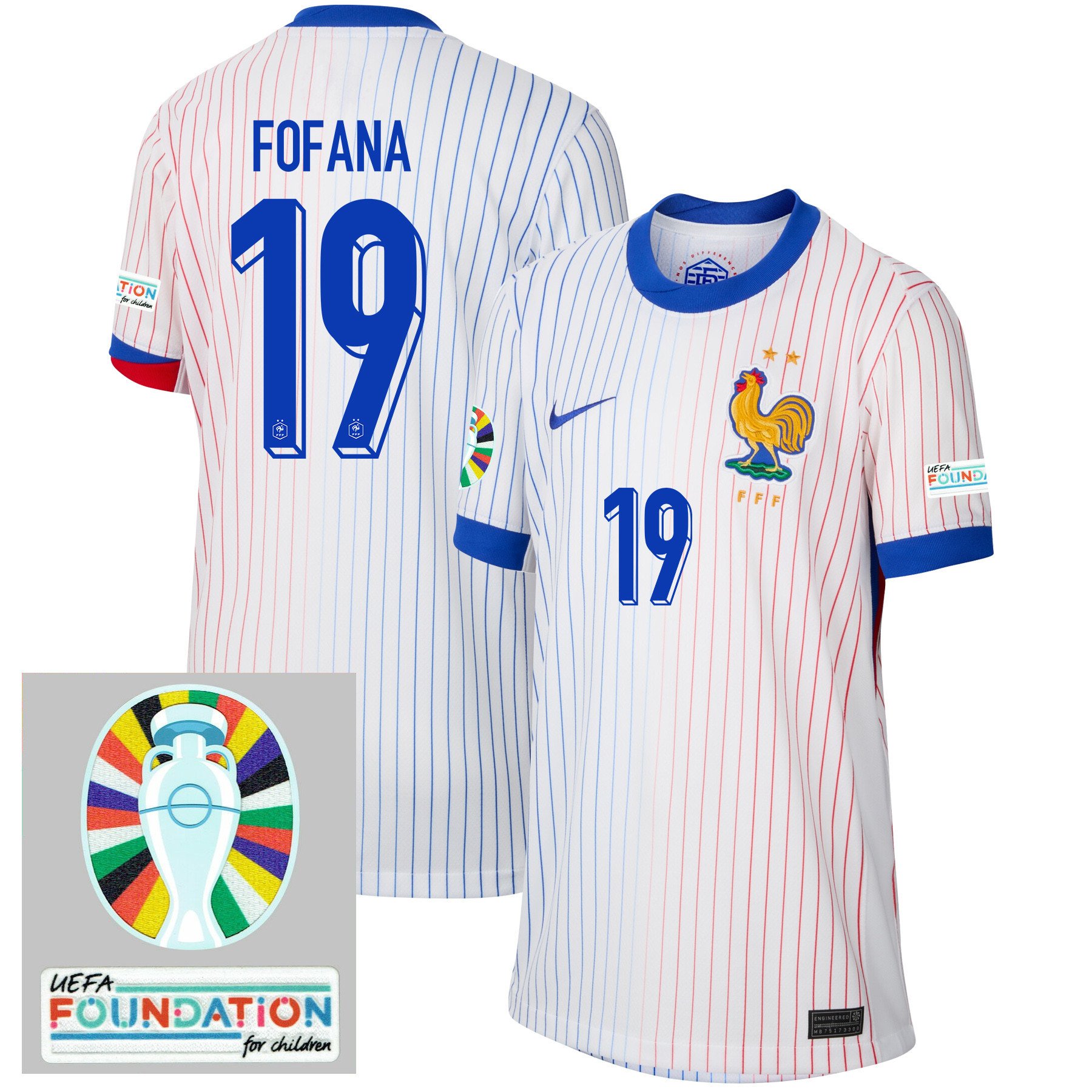 Youssouf Fofana 19 France National Team 2024/25 YOUTH Away Jersey – Euro UEFA Patch – White