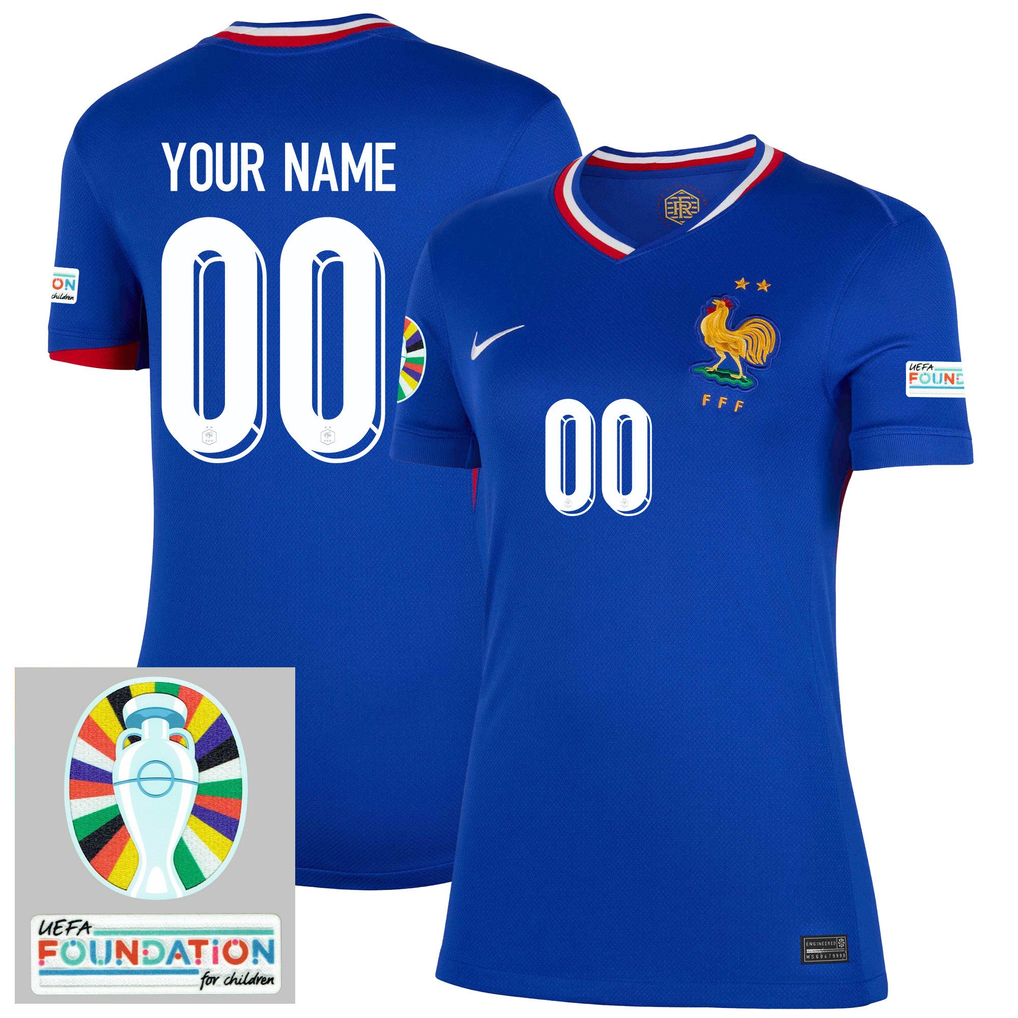 France National Team 2024/25 Women's Home Jersey Customized – Euro UEFA Patch – White