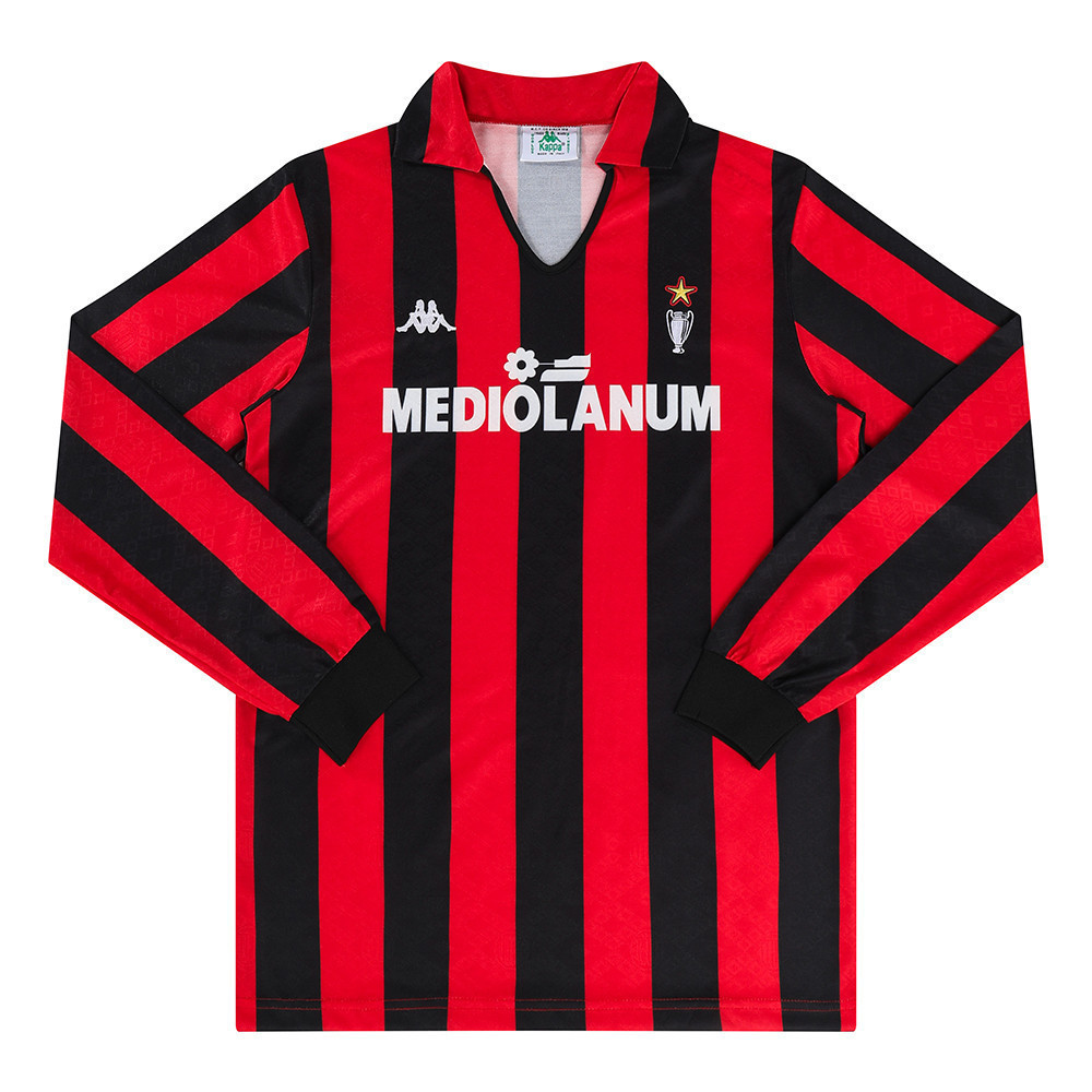 AC Milan 1988-1990 Home Men Retro Jersey – Long Sleeve, Black Red