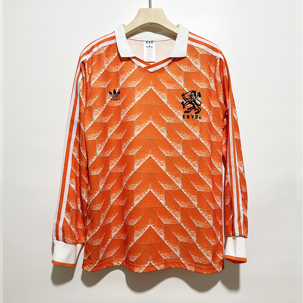 Netherlands 1988 Home Men Retro Jersey – Long Sleeve, Orange