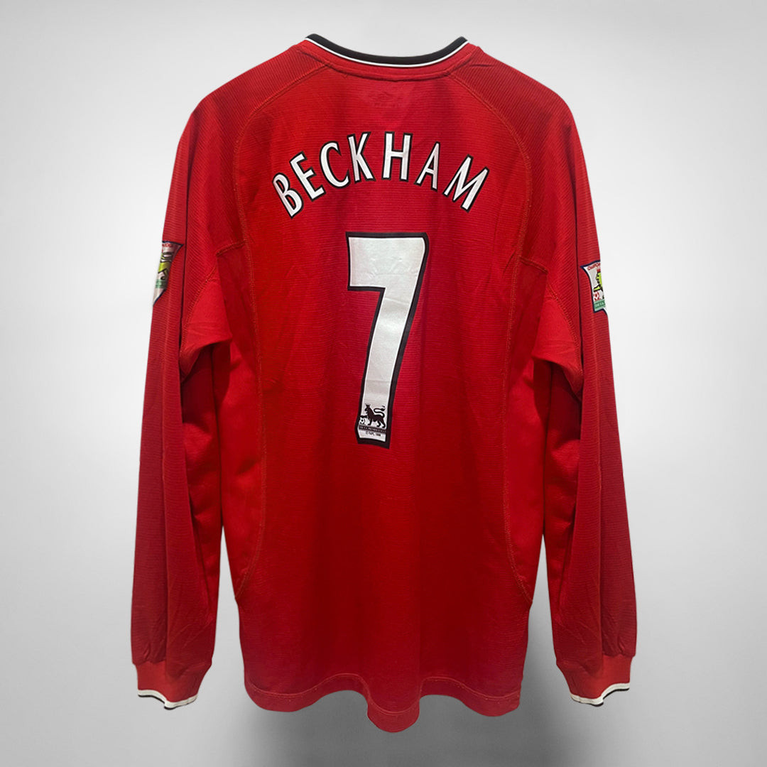 David Beckham 7 Manchester United 2000-2002 Umbro Home Retro Jersey – Long Sleeve