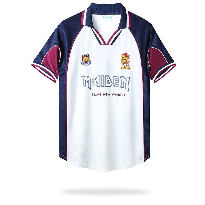 West Ham x Iron Maiden 1999 -2001 Away Men Retro Jersey – White