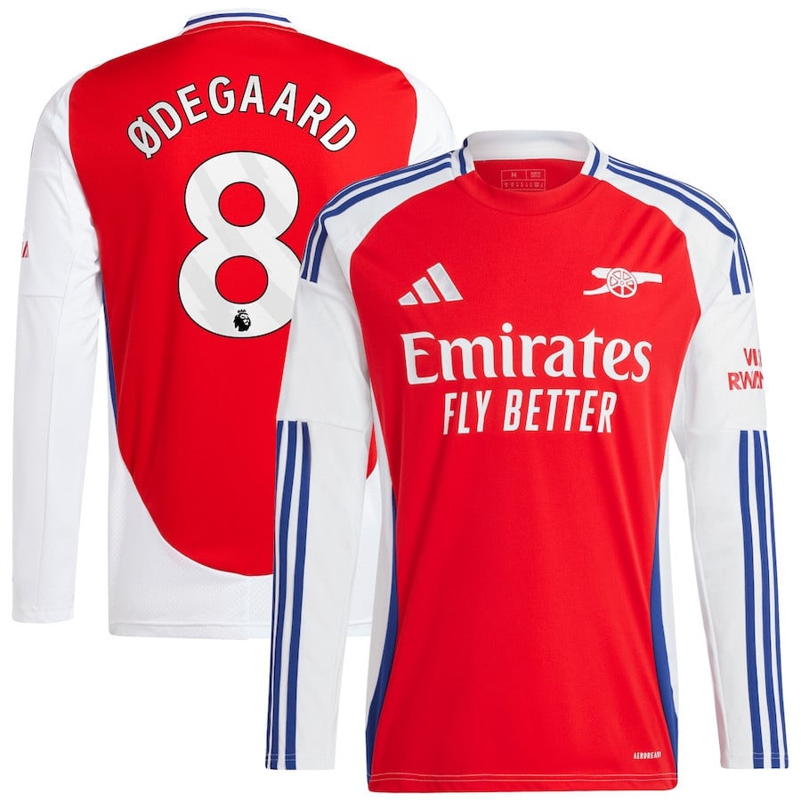 Martin degaard 8 Arsenal 2024/25 Home Long Sleeve Men Jersey – Red