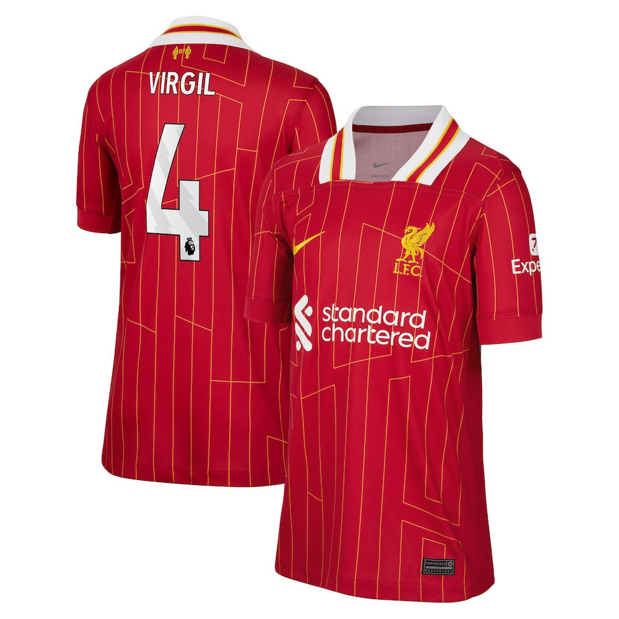 Virgil van Dijk 4 Liverpool 2024/25 Home YOUTH Jersey – Red